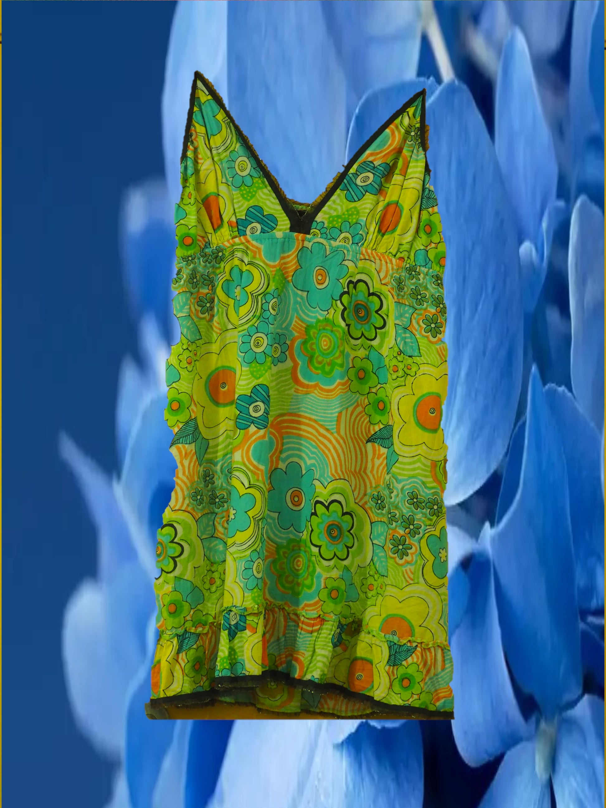 VESTIDO CORTO CUELLO HALTER FLORES