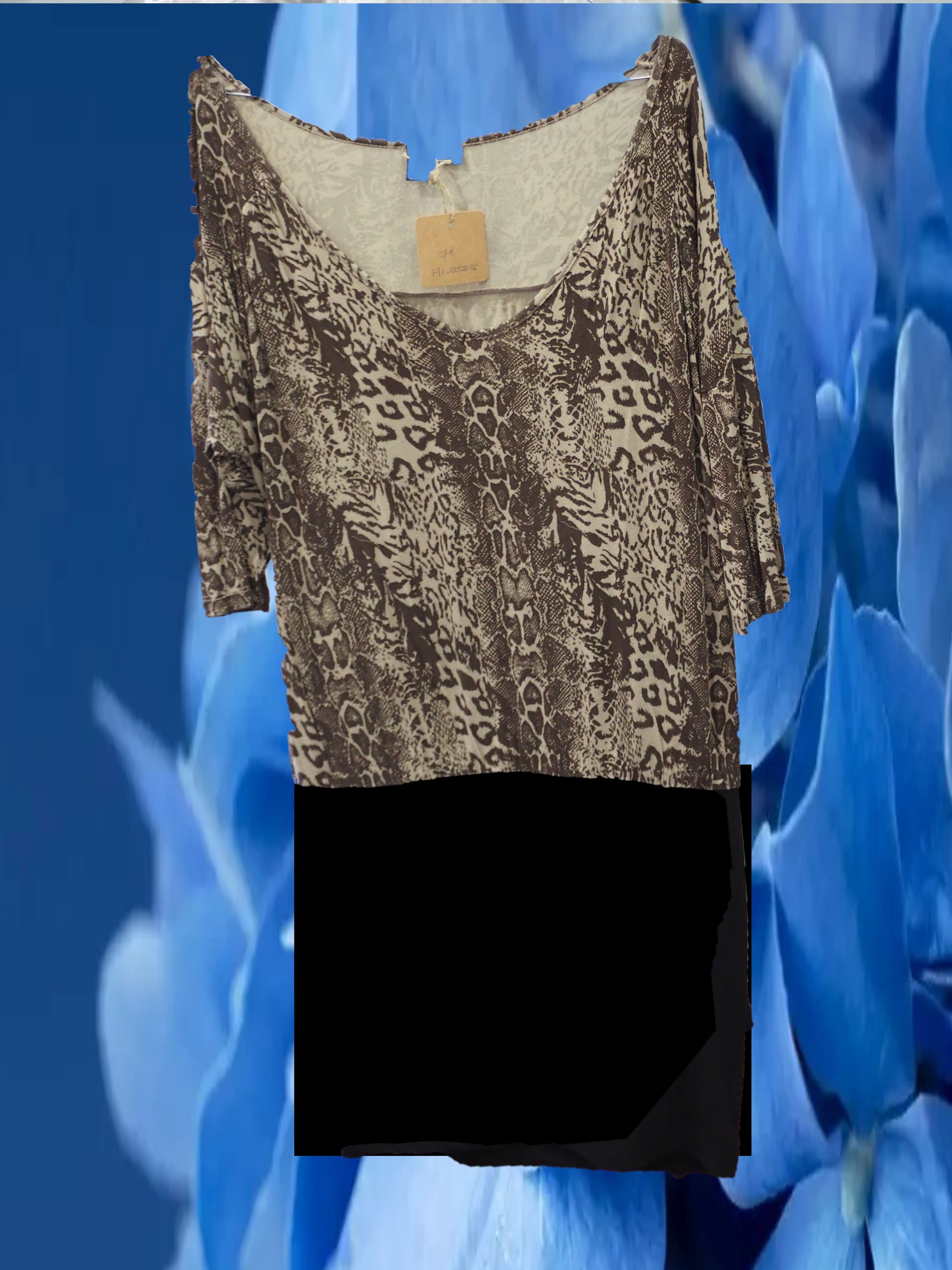 VESTIDO CORTO NEGRO Y MARRON ANIMAL PRINT MANGA CORTA