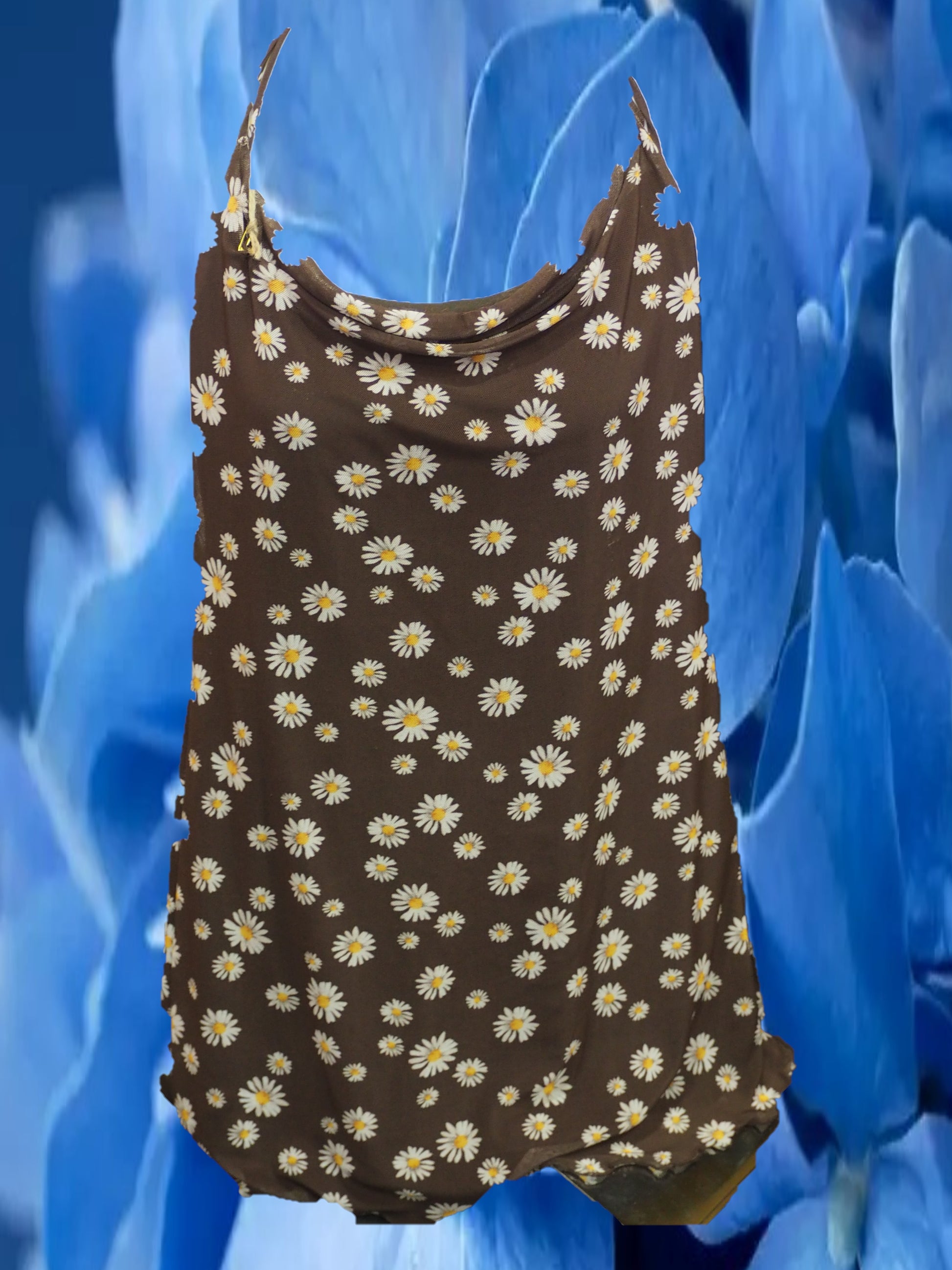 CAMISETA MARRON TIRANTES CON DECORACIÓN MARGARITAS