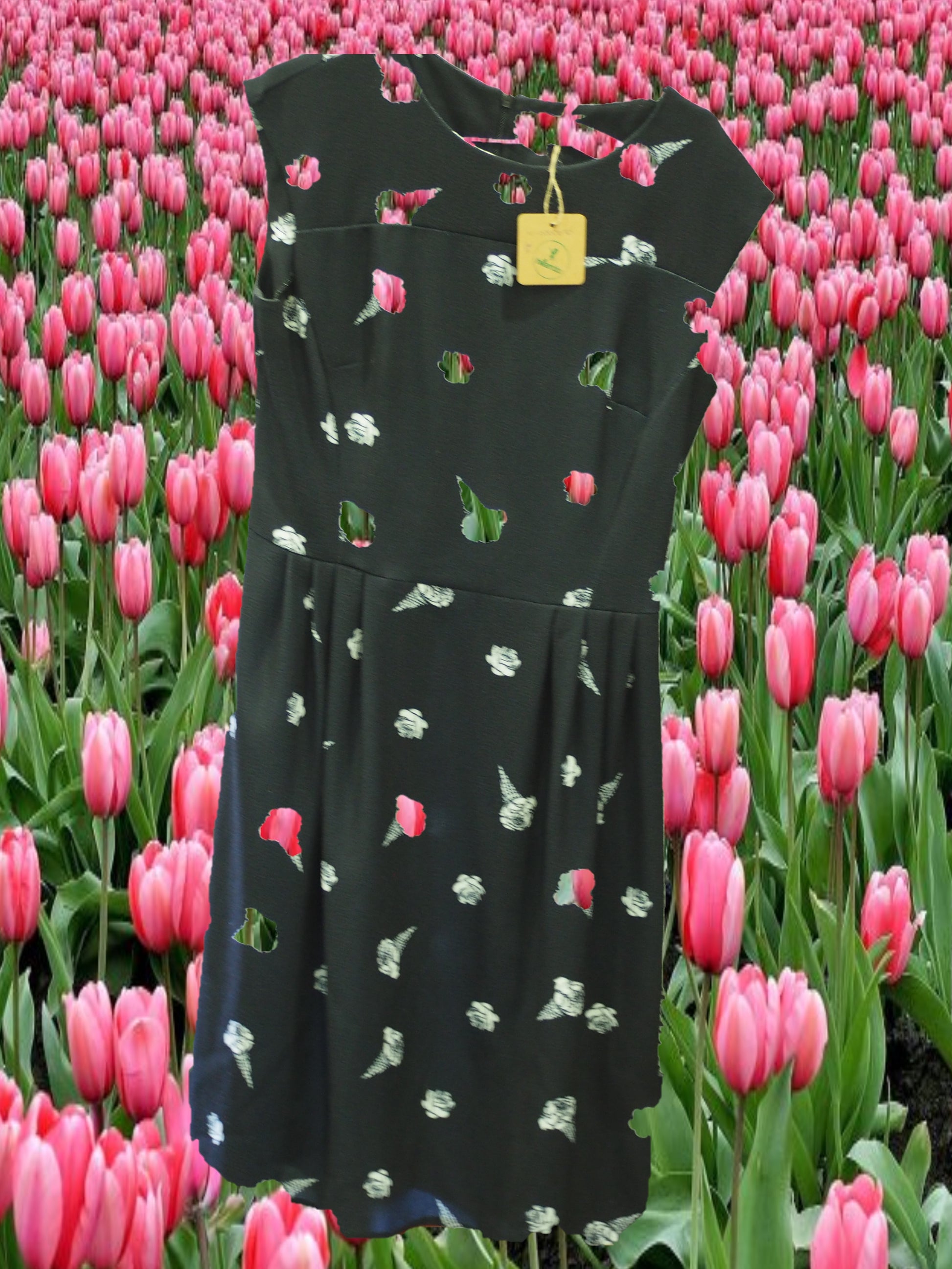 VESTIDO NEGRO TIRANTES CON DECORACIÓN