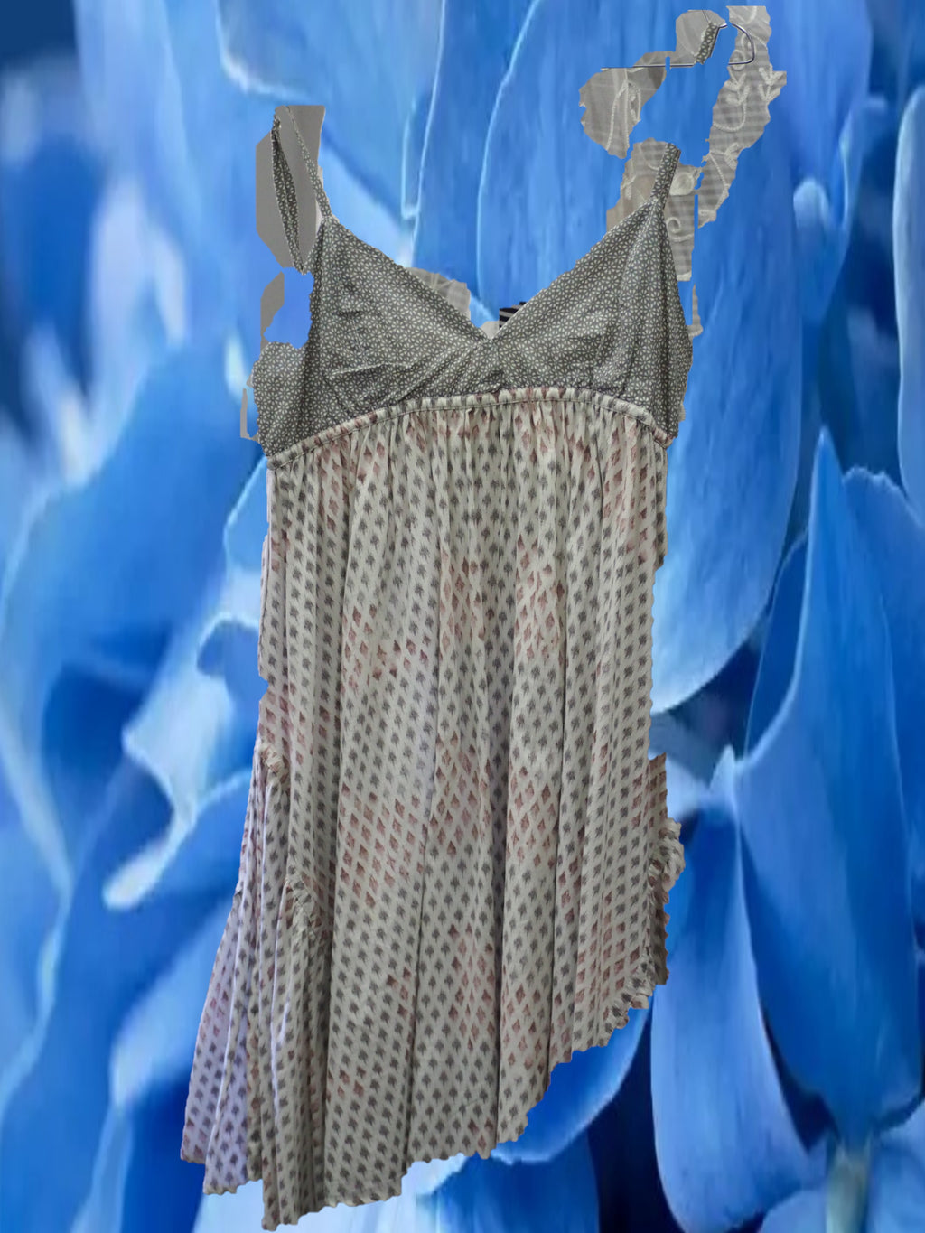 VESTIDO TIRANTES BEIGE CON DISEÑO ETNICO