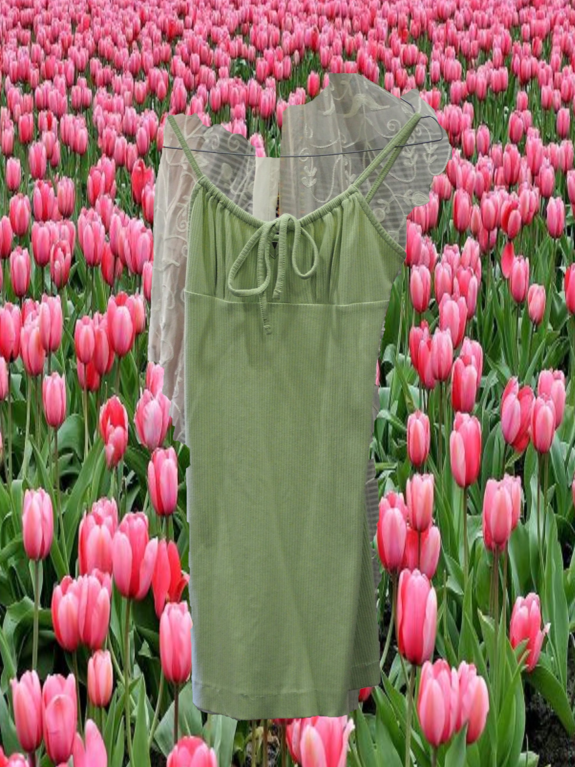 VESTIDO TIRANTES VERDE ENTALLADO