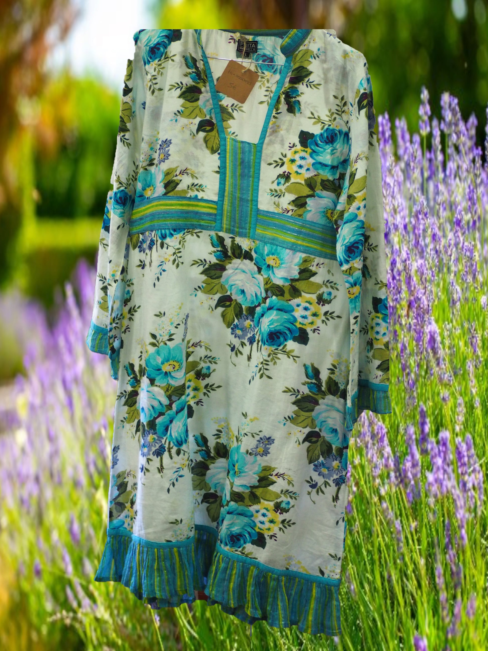 VESTIDO MANGA LARGA CON DETALLES FLORALES