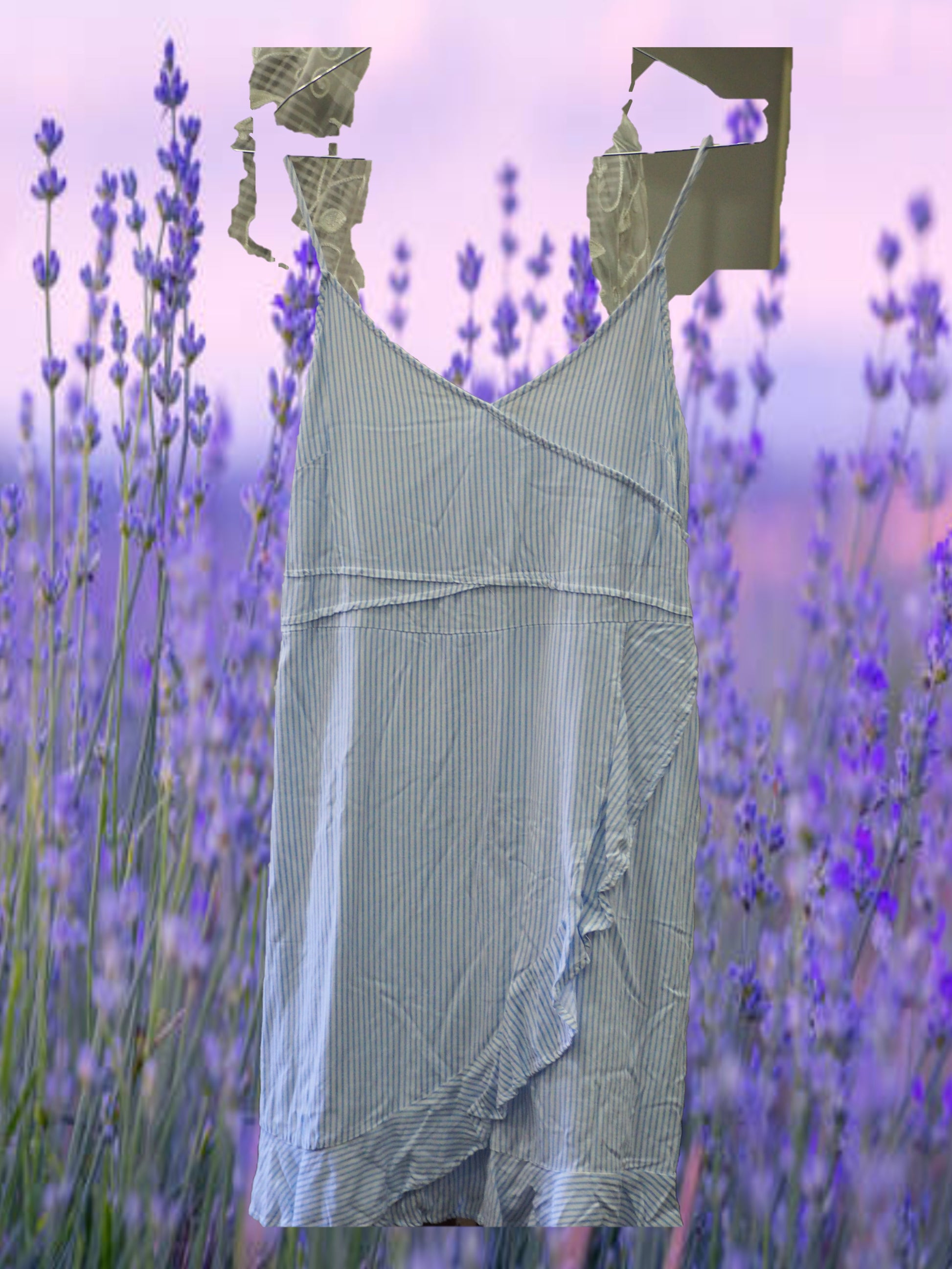VESTIDO TIRANTES BLANCO CON RAYAS AZUL