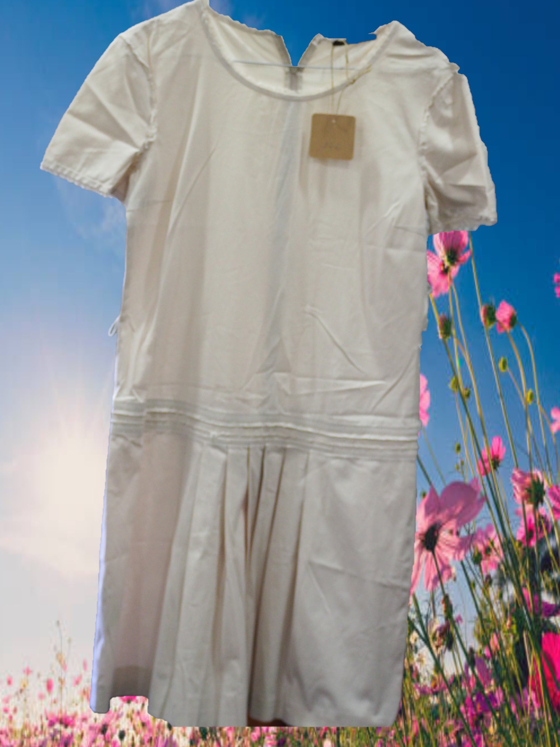 VESTIDO MANGA CORTA COLOR BEIGE