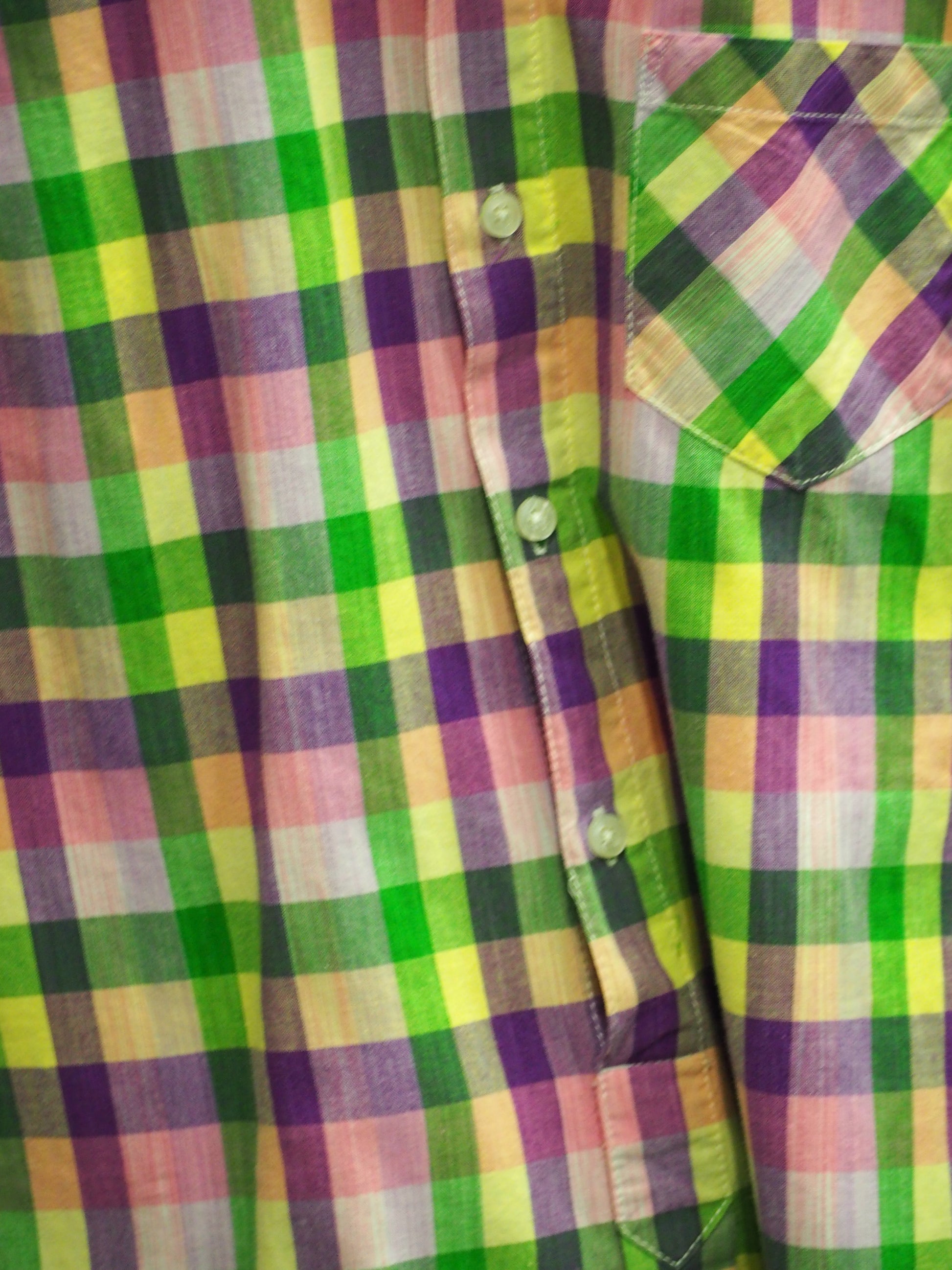 CAMISA MUJER MANGA LARGA CUADROS VERDES Y MORADOS
