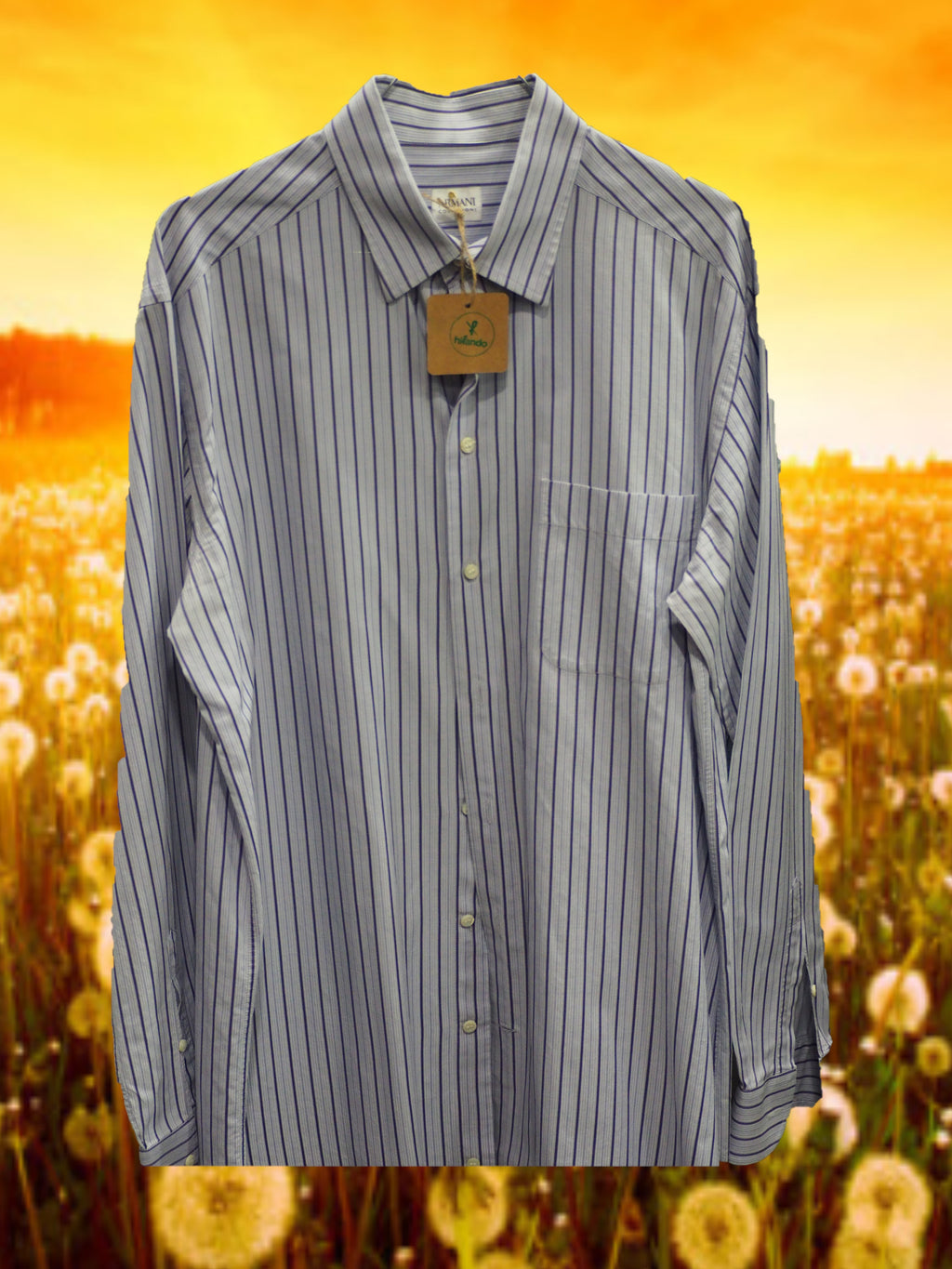 CAMISA CABALLERO MANGA LARGA RAYAS AZULES