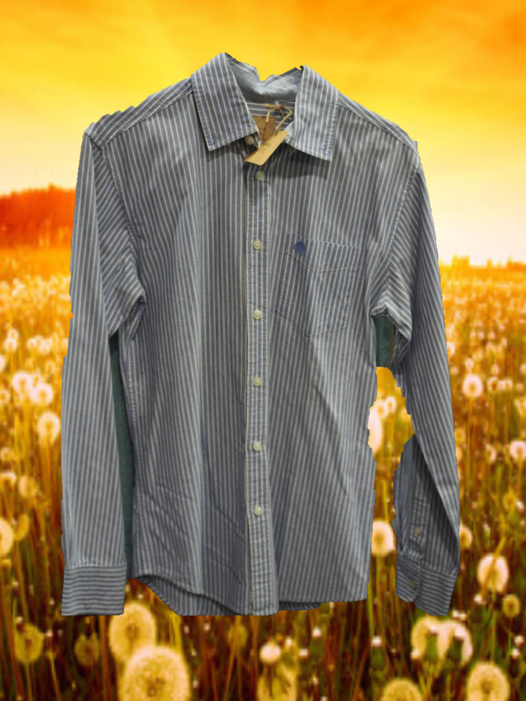 CAMISA CABALLERO MANGA LARGA RAYAS AZULES Y BLANCAS
