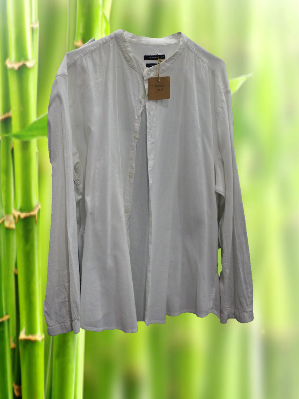 CAMISA CABALLERO MANGA LARGA BLANCA CUELLO MAO