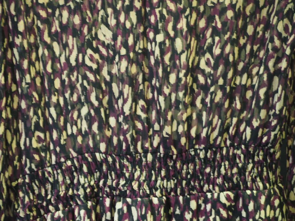 VESTIDO MIDI MARRON VAPOROSO MANGA LARGA CON ESTAMPADO PRINT