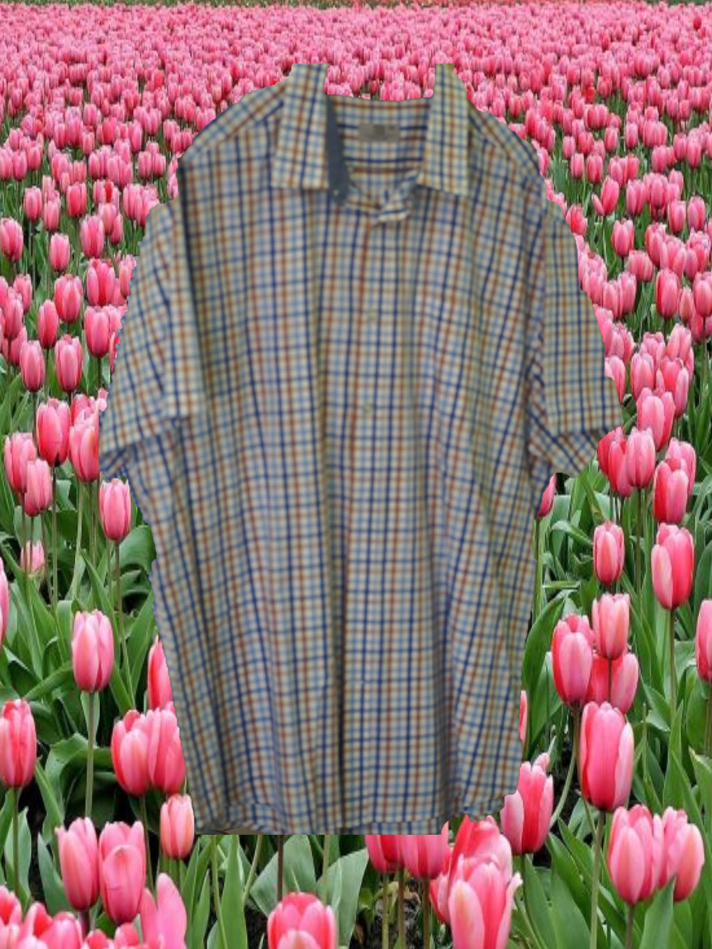 CAMISA MANGA CORTA CABALLERO BLANCA CON CUADROS