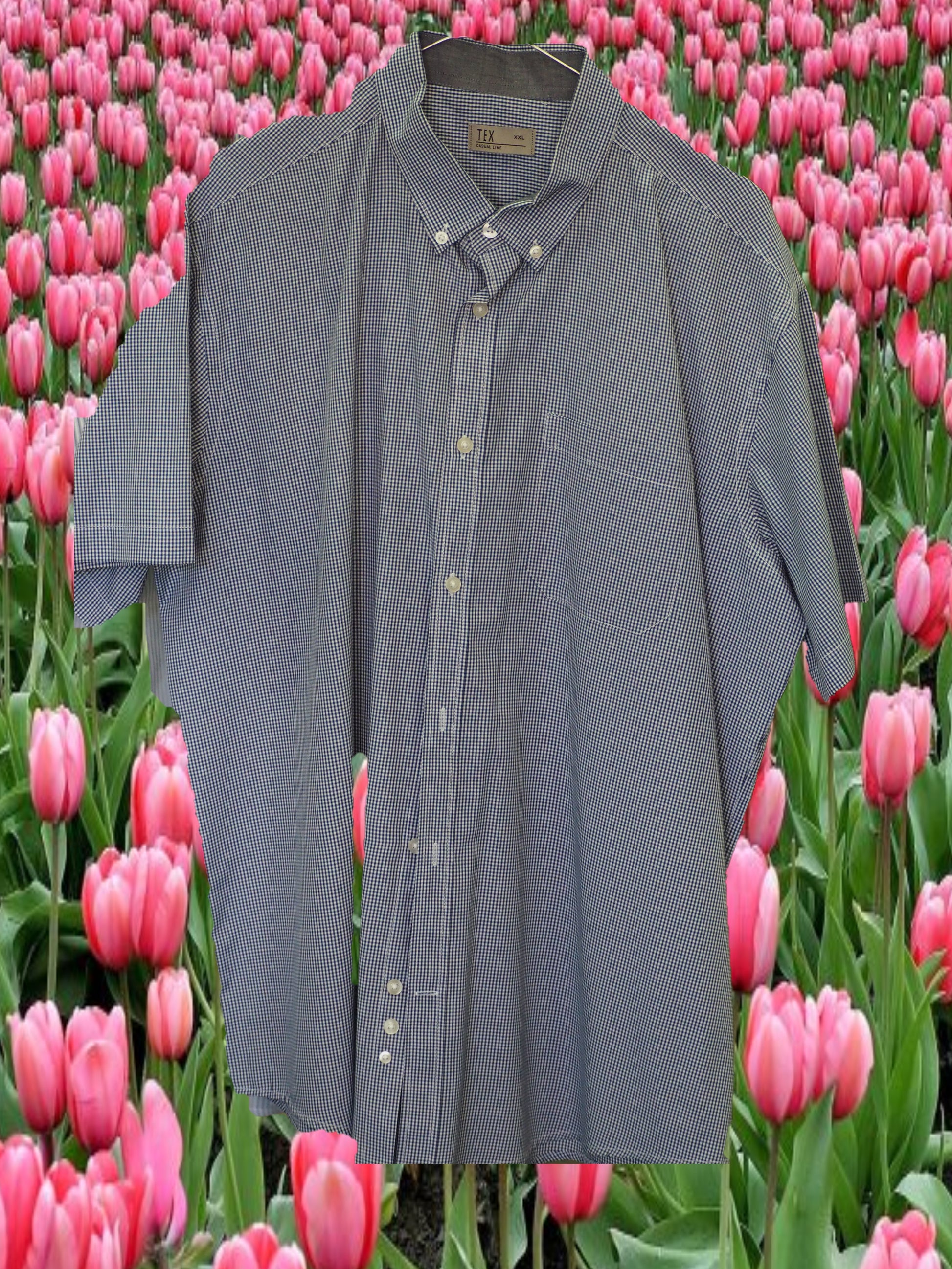 CAMISA MANGA CORTA CABALLERO CON CUADROS AZULES