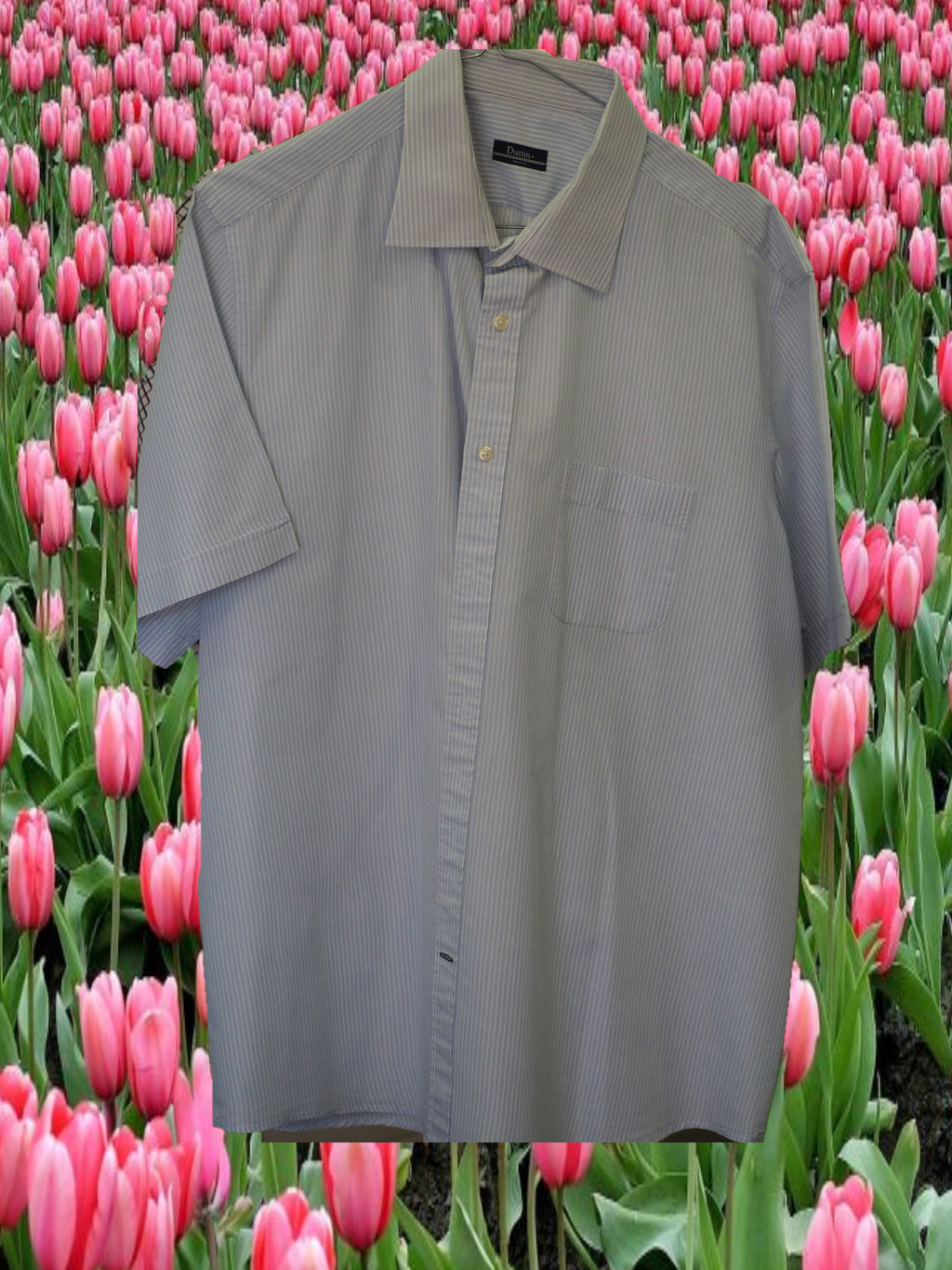 CAMISA MANGA CORTA CABALLERO  CON RAYAS AZULES