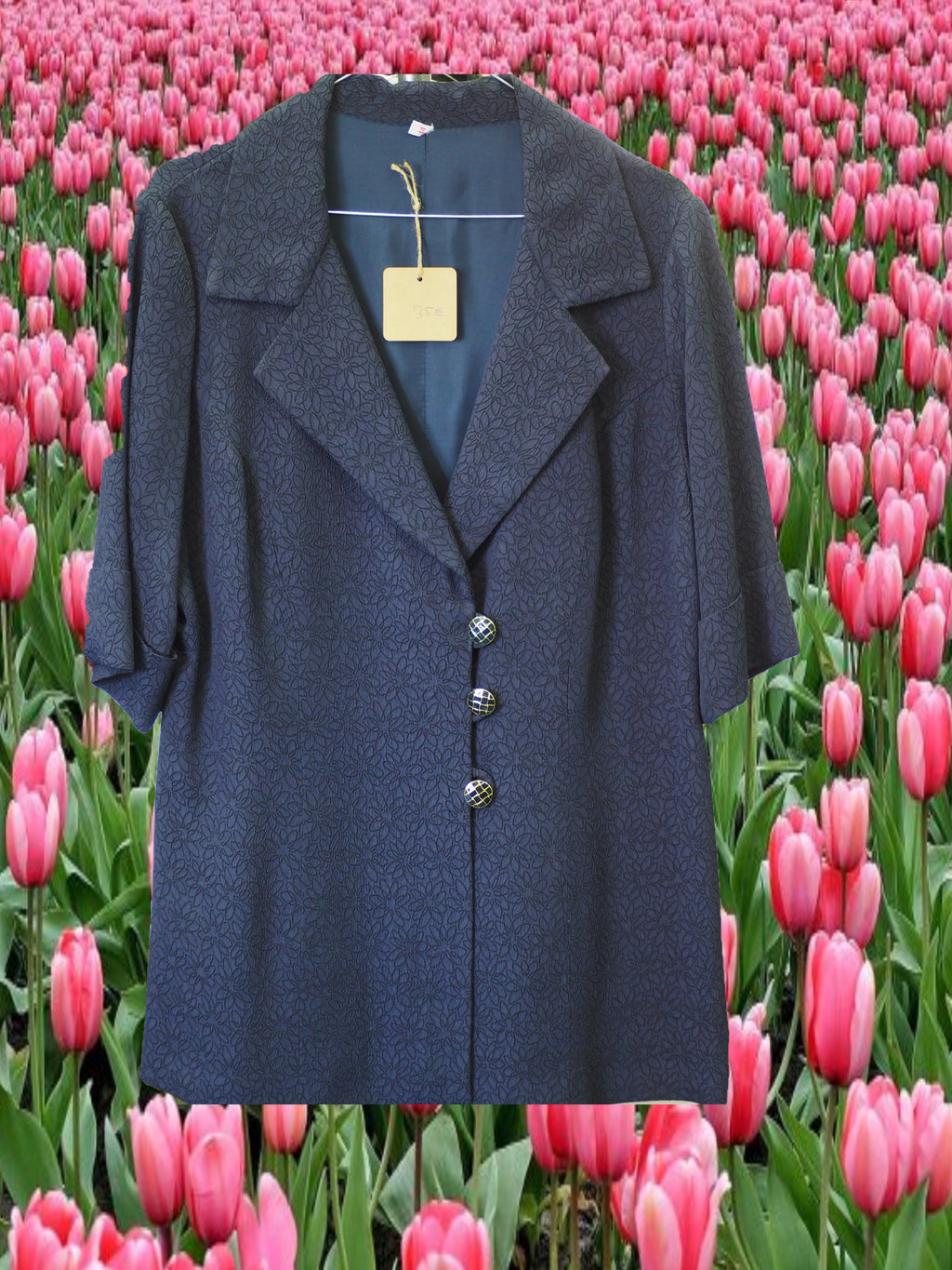 CHAQUETA AZUL TRES CUARTOS CON MANGA FRANCESA