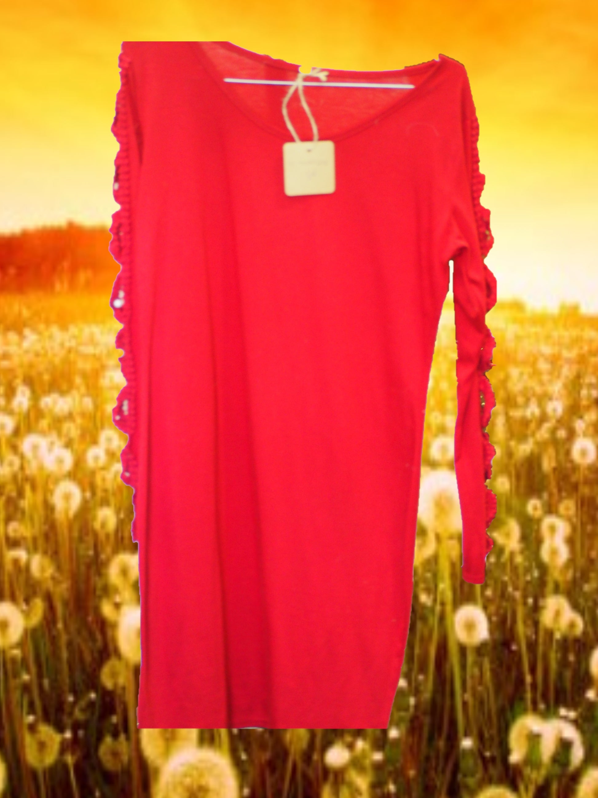 CAMISA SEÑORA MANGA LARGA ROJO CON DETALLE EN MANGAS