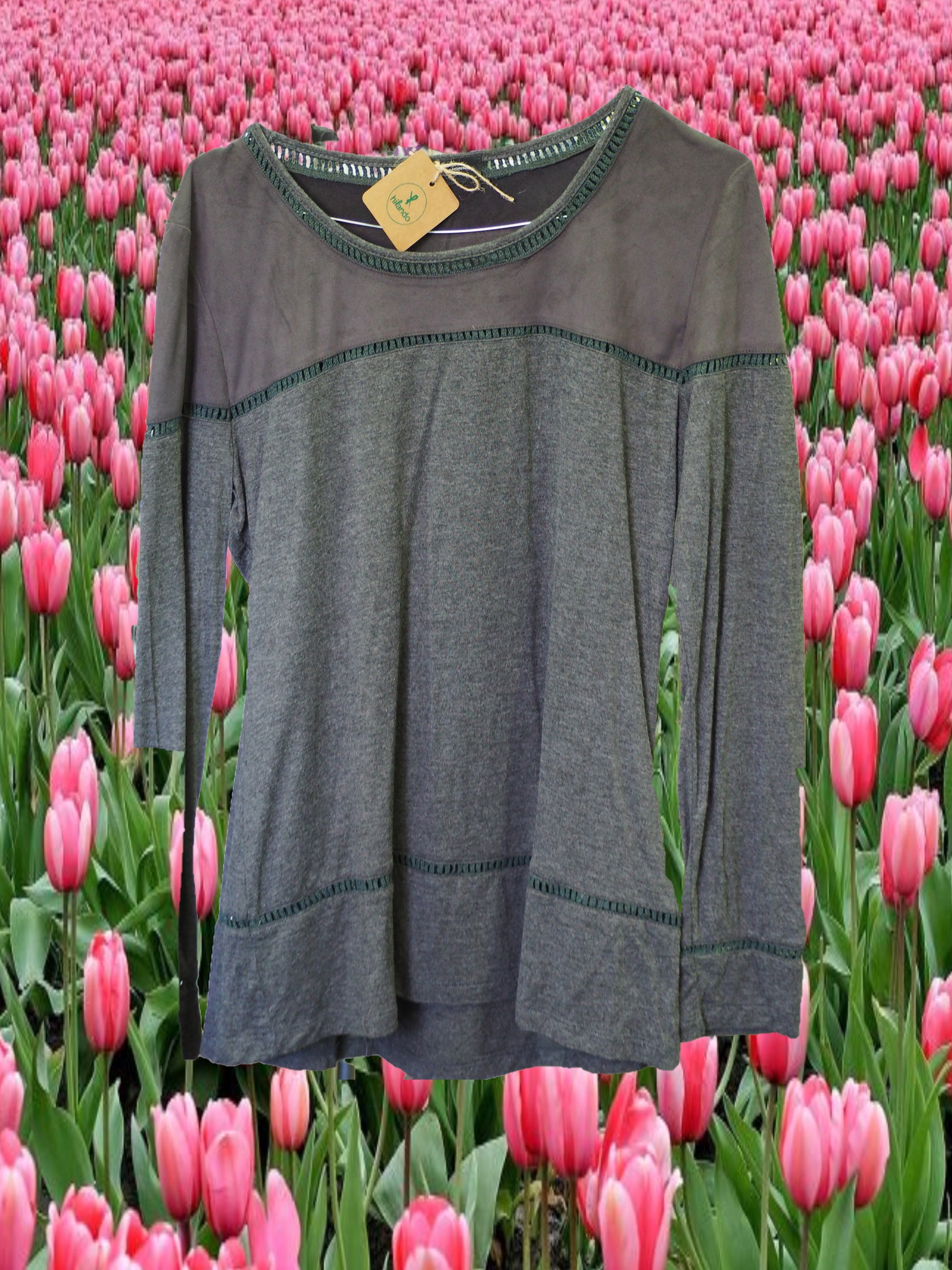 CAMISETA SEÑORA MANGA LARGA GRIS