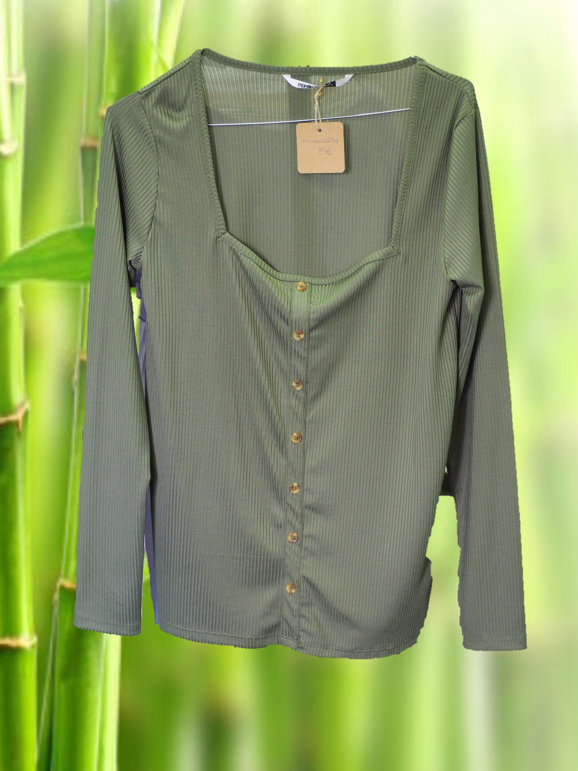 CAMISETA SEÑORA MANGA LARGA VERDE
