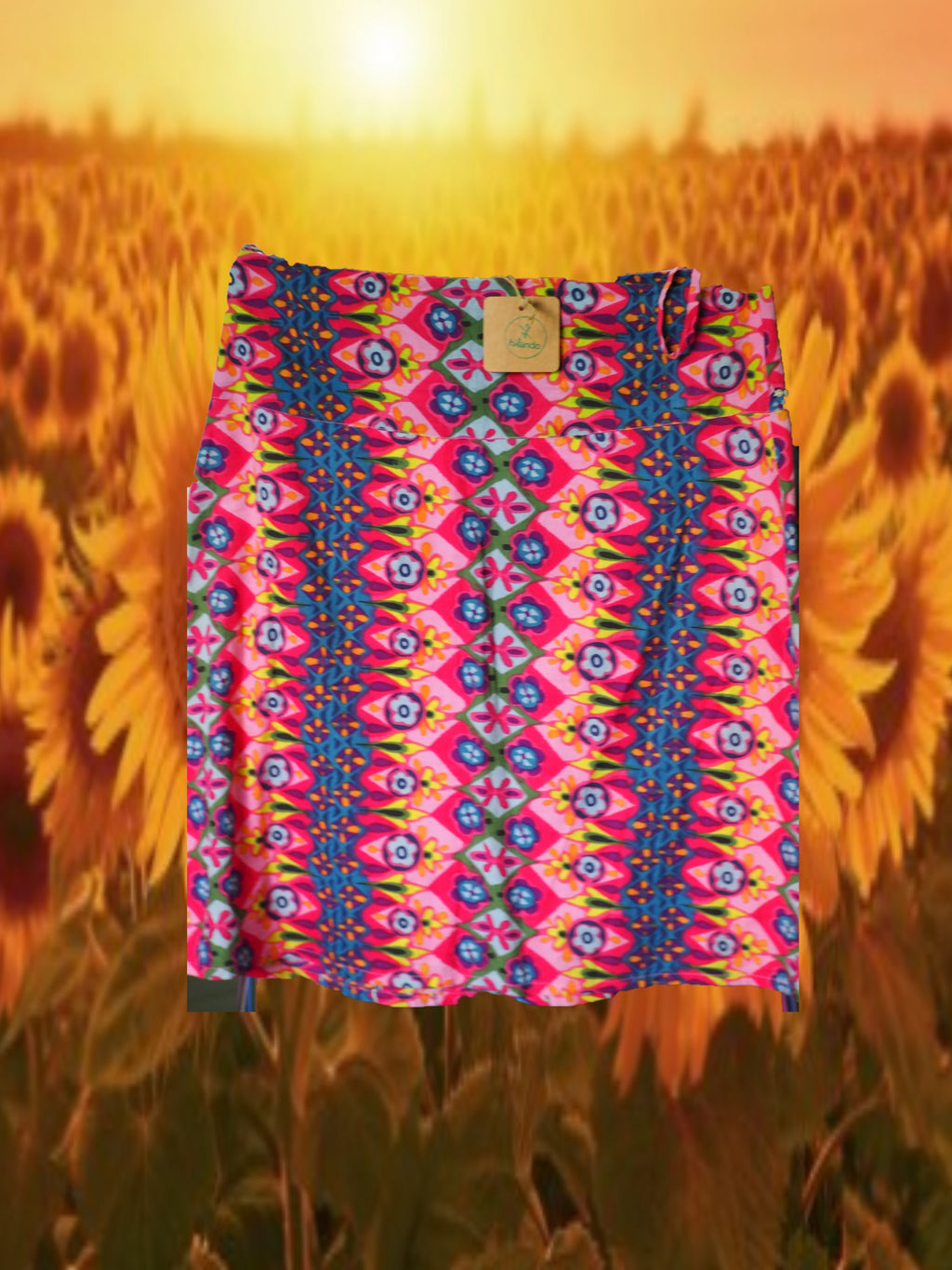 FALDA CORTA ROSA ESTAMPADA