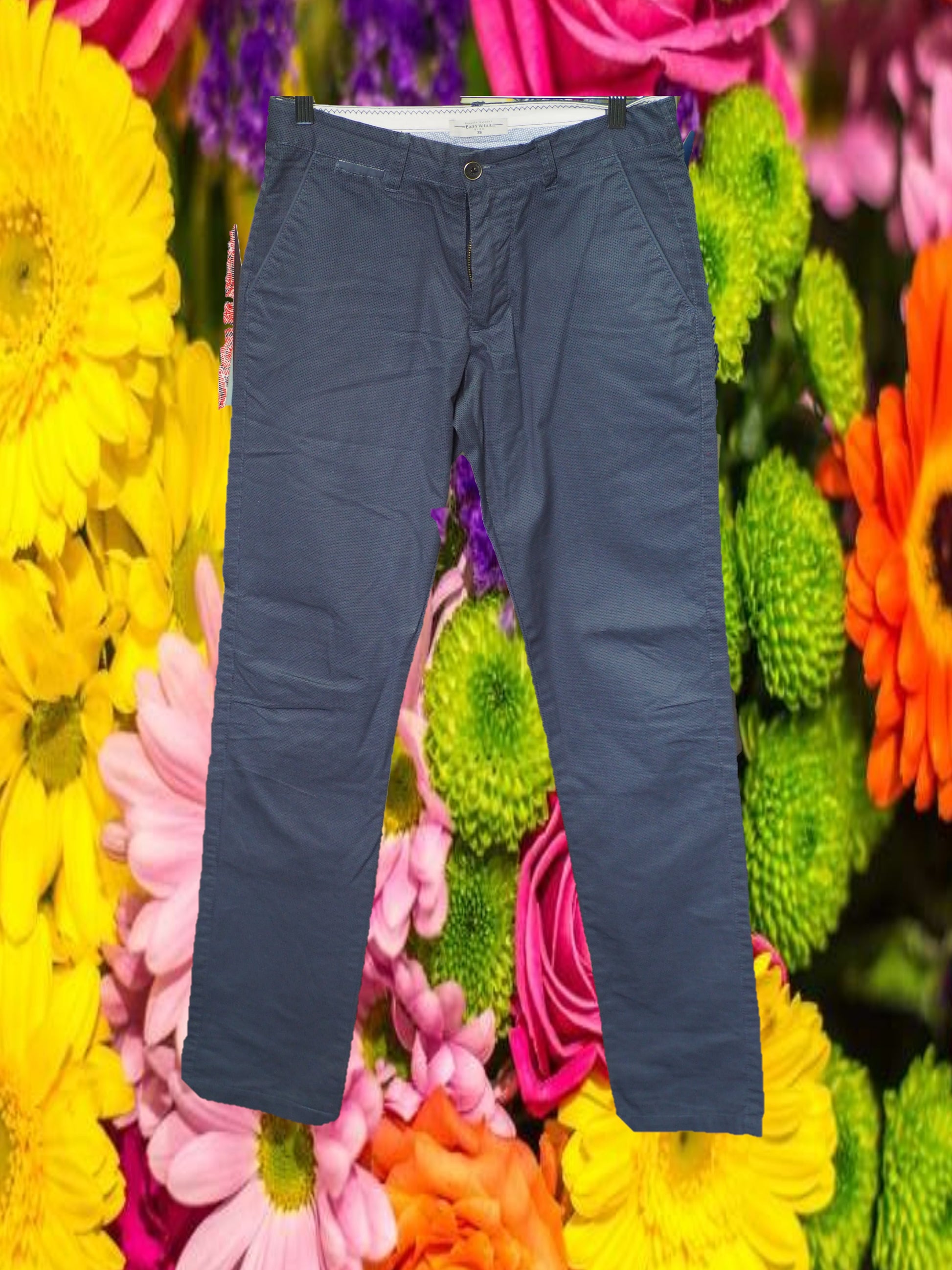 PANTALÓN CABALLERO TIPO CHINO AZUL CON PUNTOS