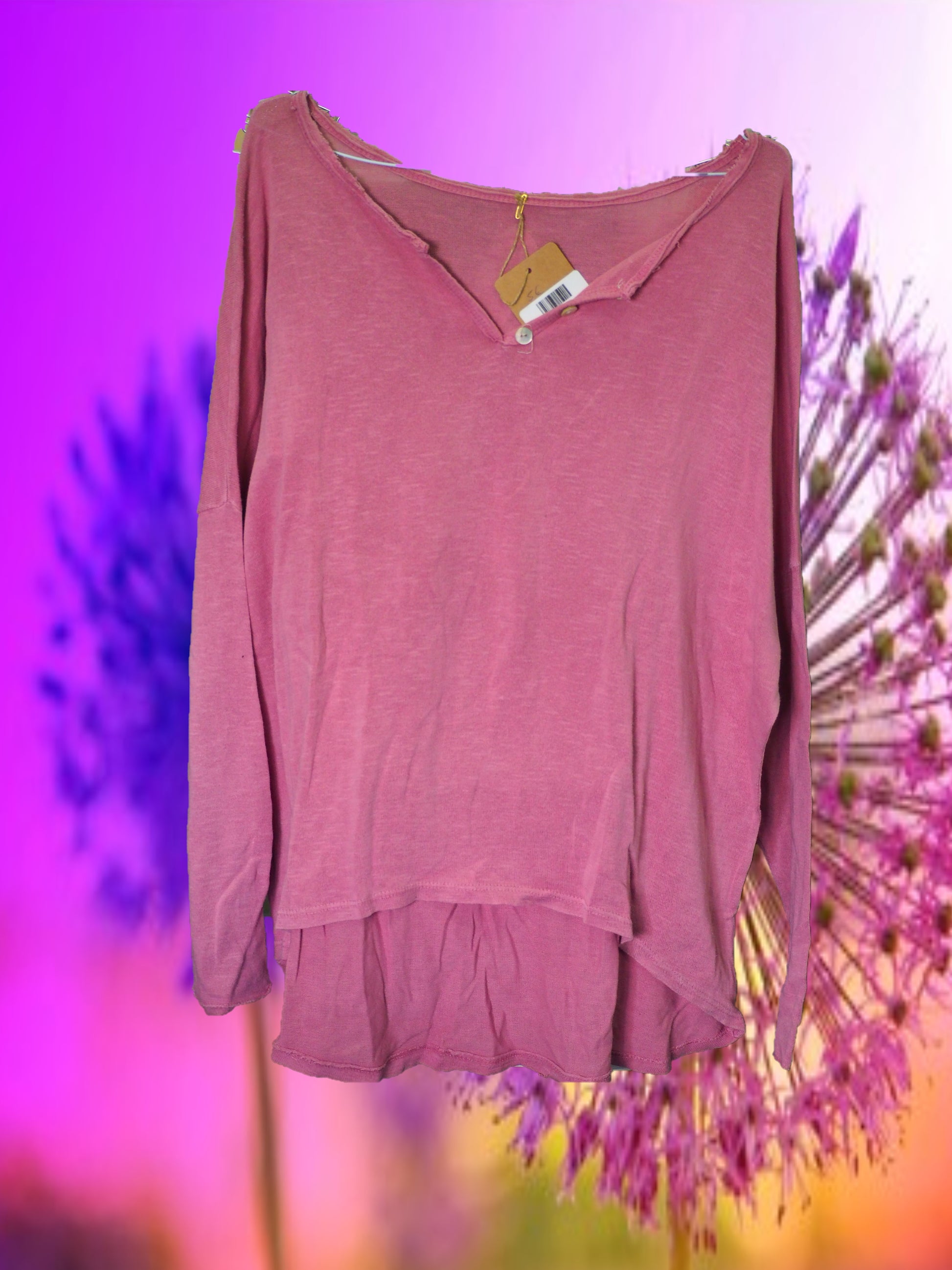 JERSEY MUJER FINO LARGO ROSA