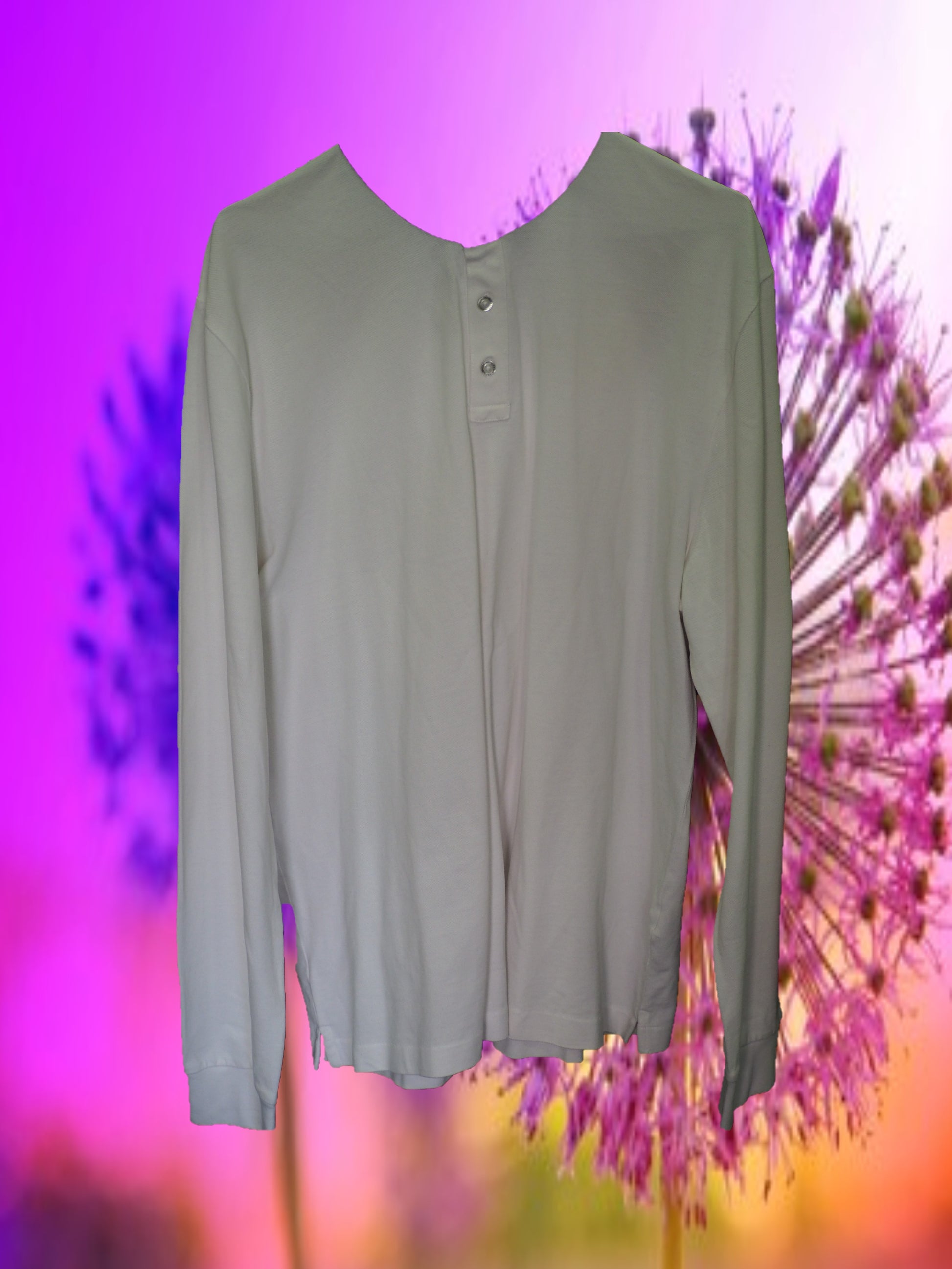 POLO HOMBRE MANGA LARGA BLANCO CON CUELLO MAO