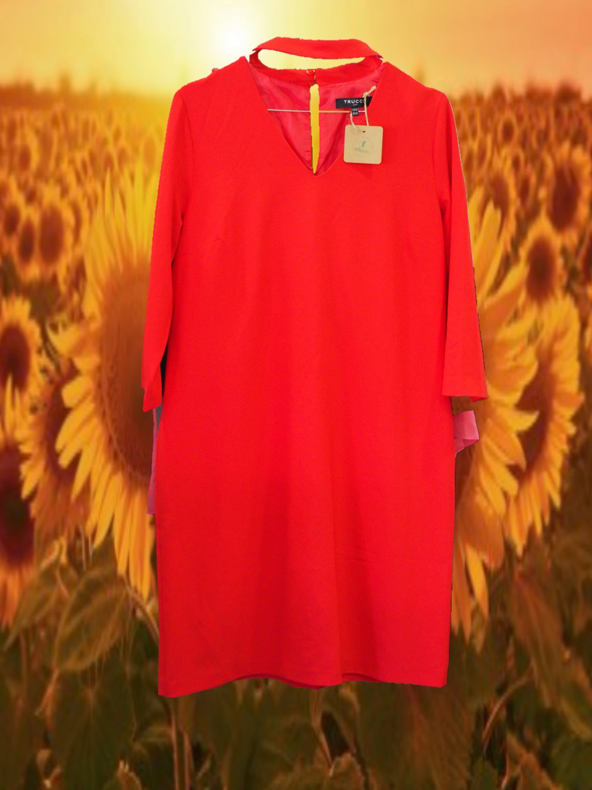 VESTIDO MIDI ROJO MANGA LARGA