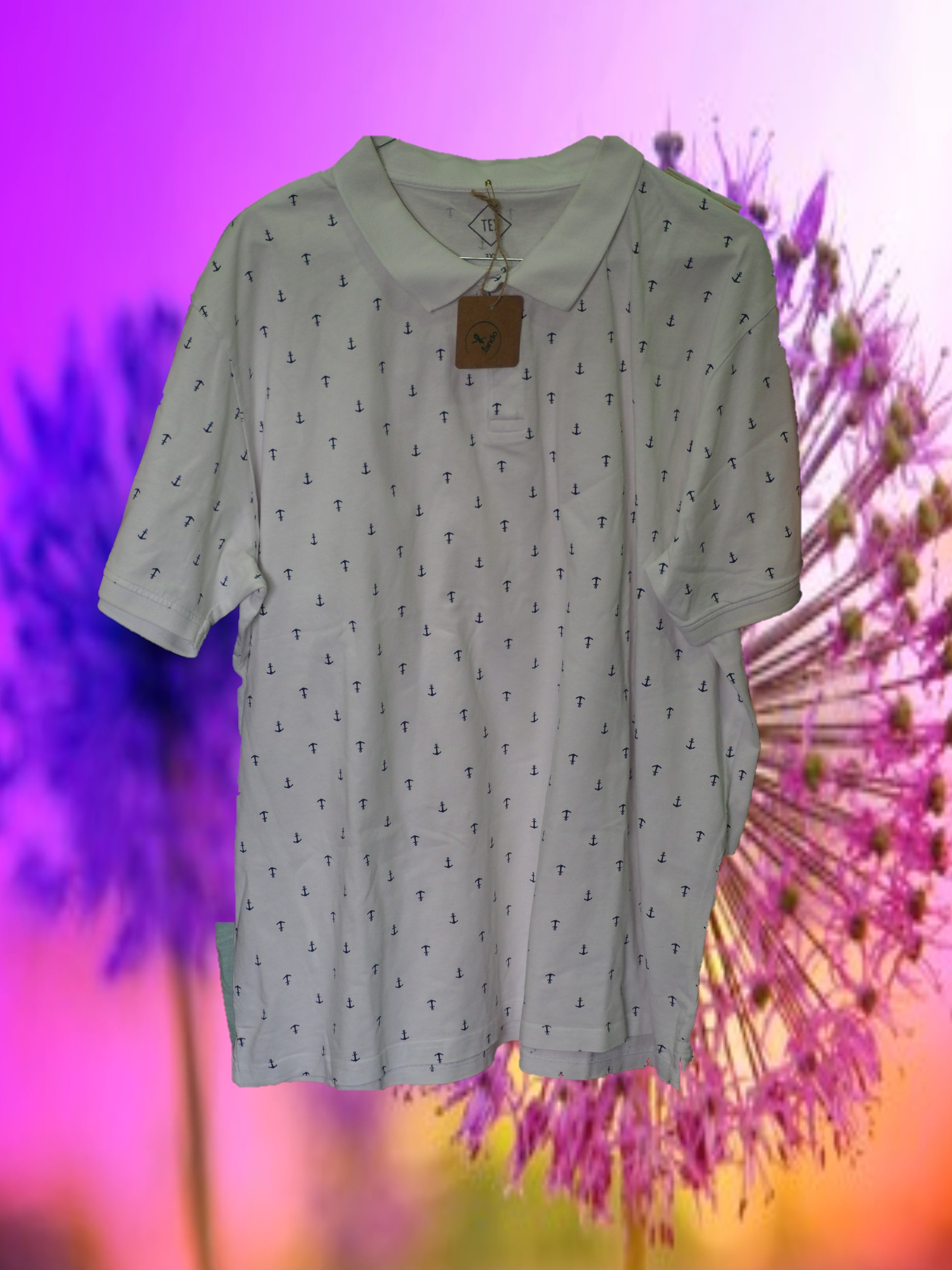 POLO MANGA CORTA HOMBRE BLANCO CON ESTAMPADO MARINERO