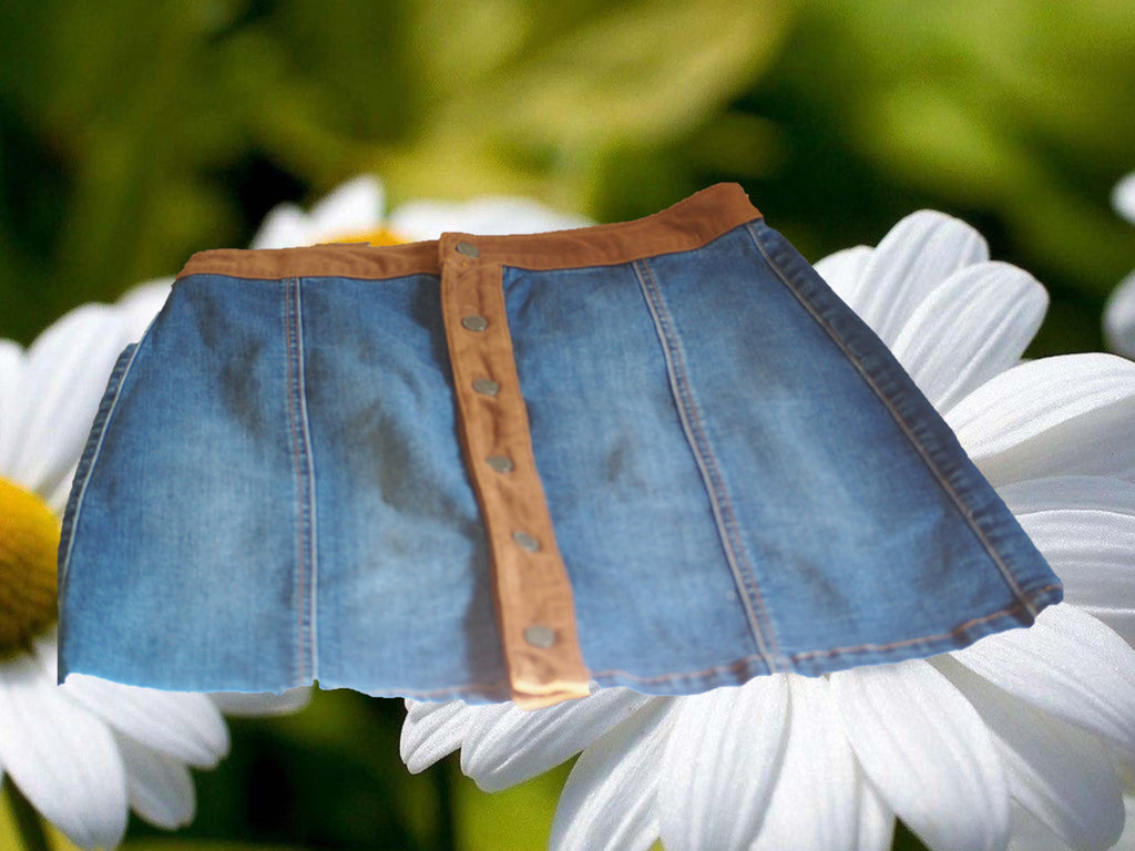 FALDA MIDI VAQUERA CON DETALLE DE PIEL EN CINTURA