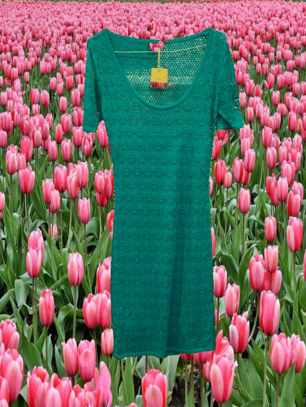VESTIDO MIDI VERDE CON ENCAJE