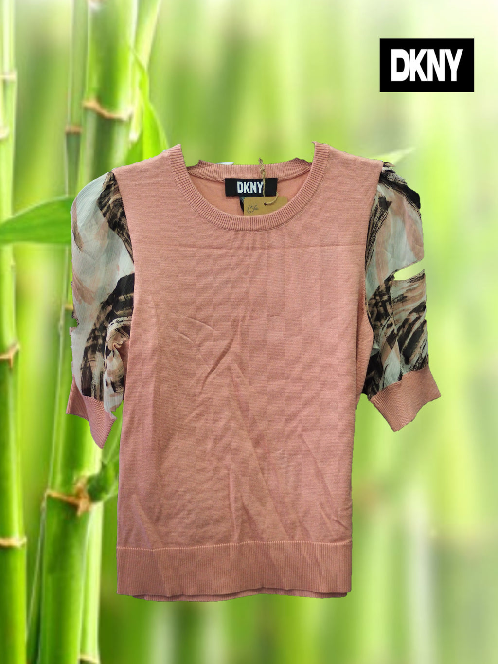 JERSEY ROSA CON MEDIA MANGA DE GASA DKNY