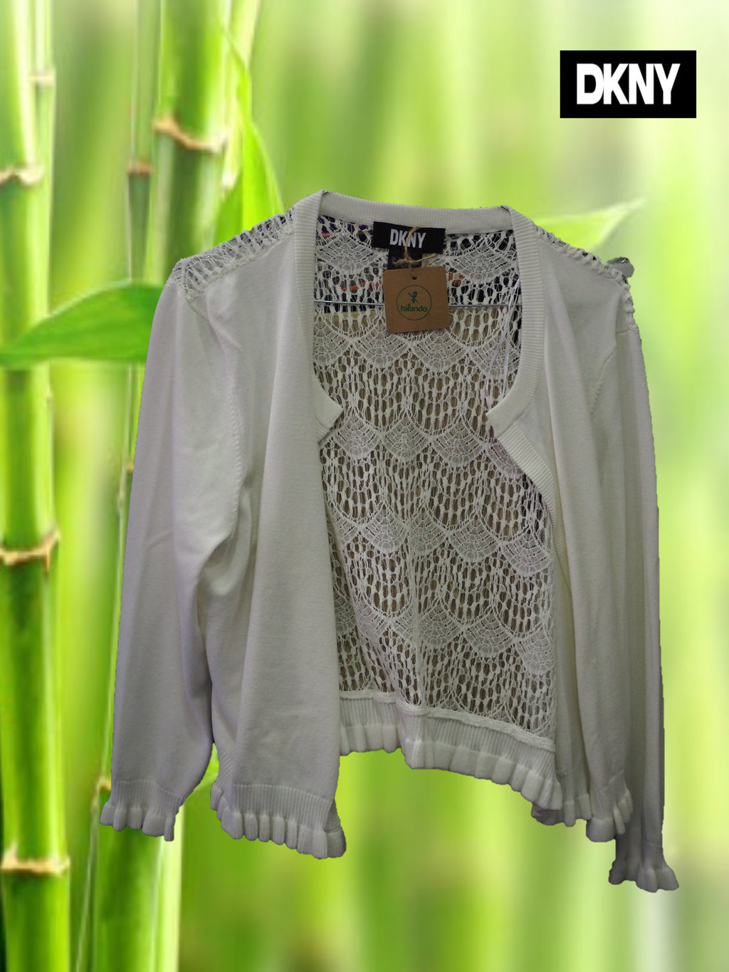 CHAQUETA BLANCA CON GANCHILLO EN PARTE TRASERA DKNY