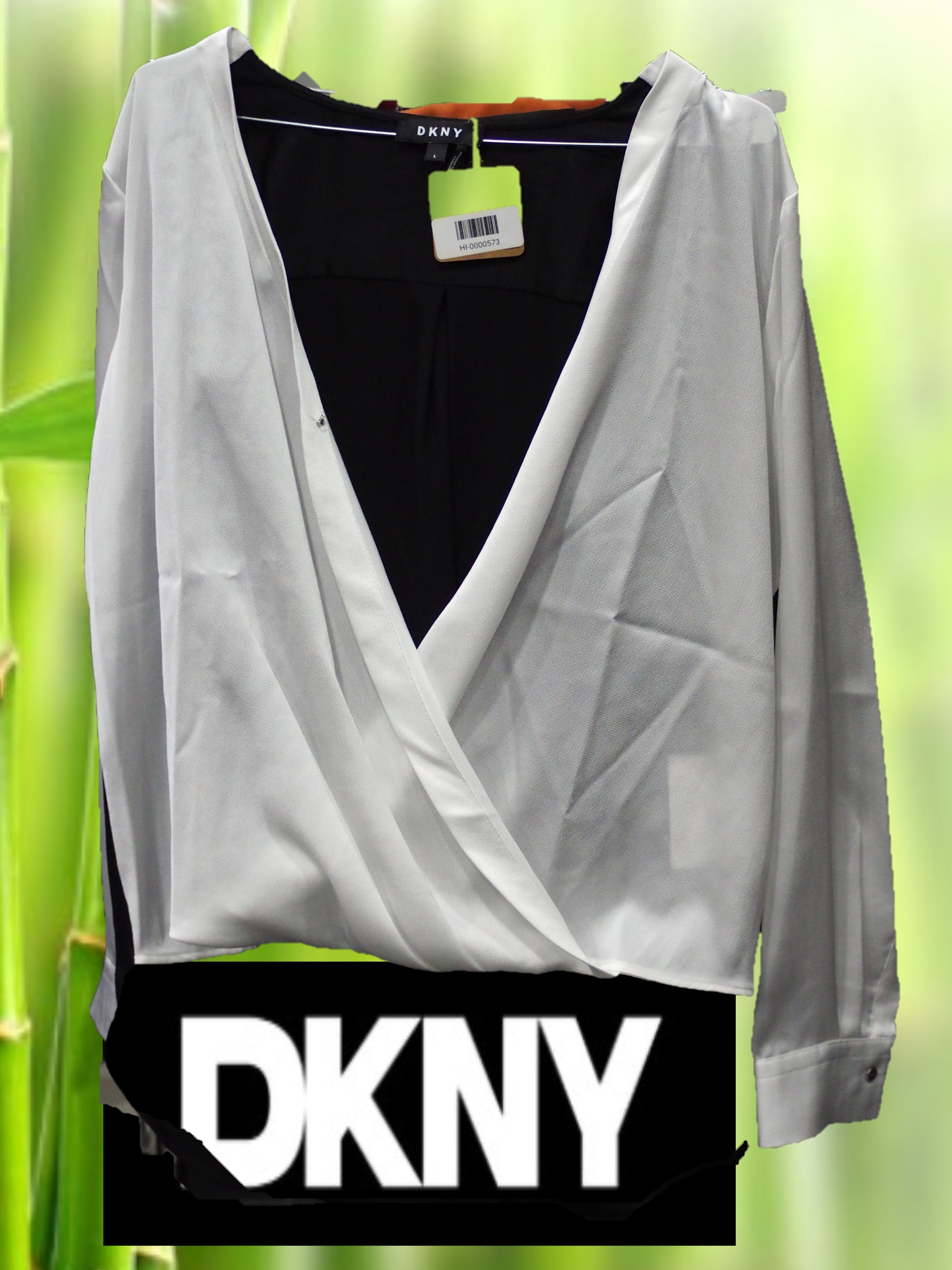 CAMISA MANGA LARGA BLANCA Y NEGRA DKNY