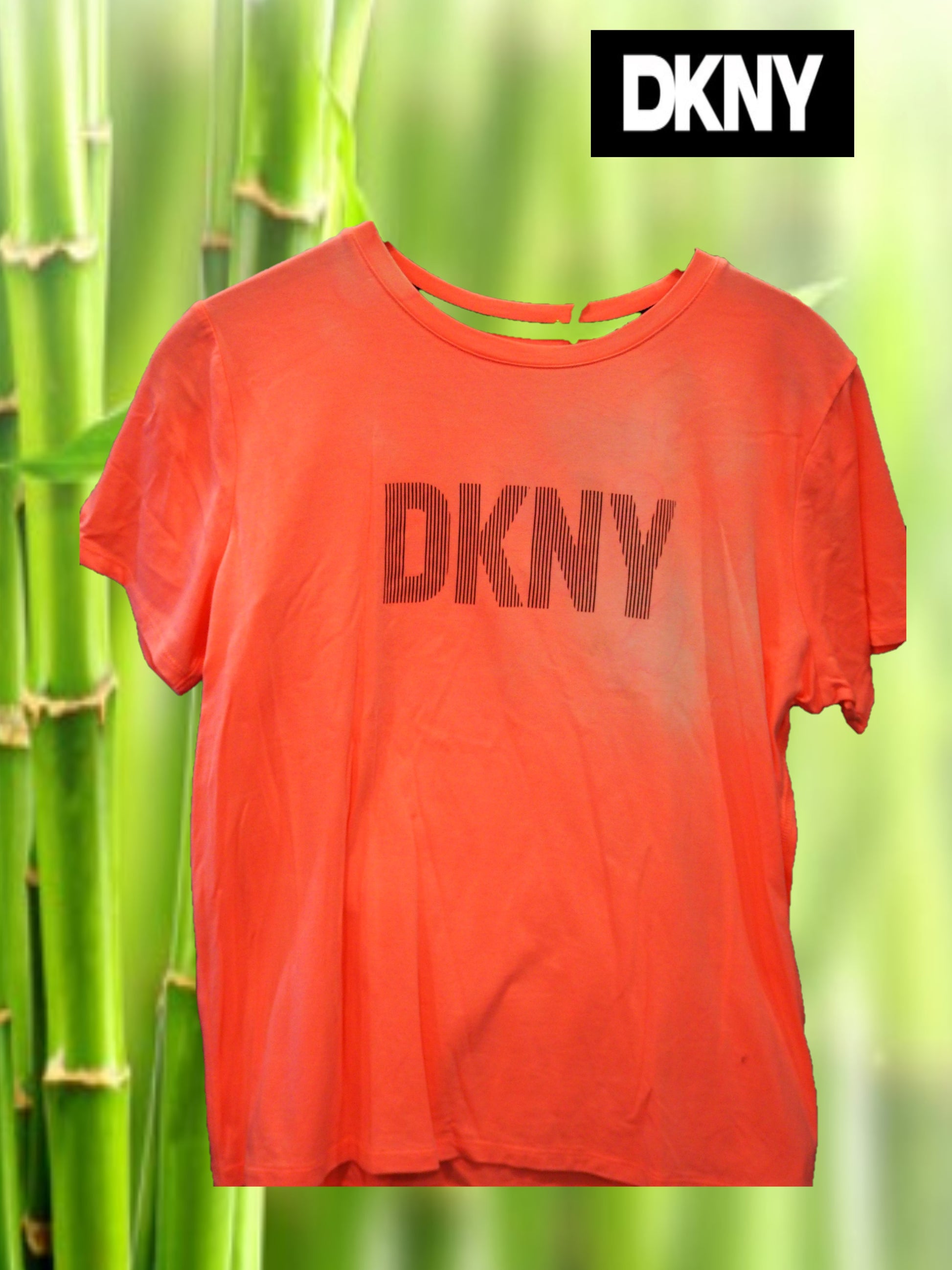 CAMISETA ROSA FLUOR MANGA CORTA CON LOGO DKNY