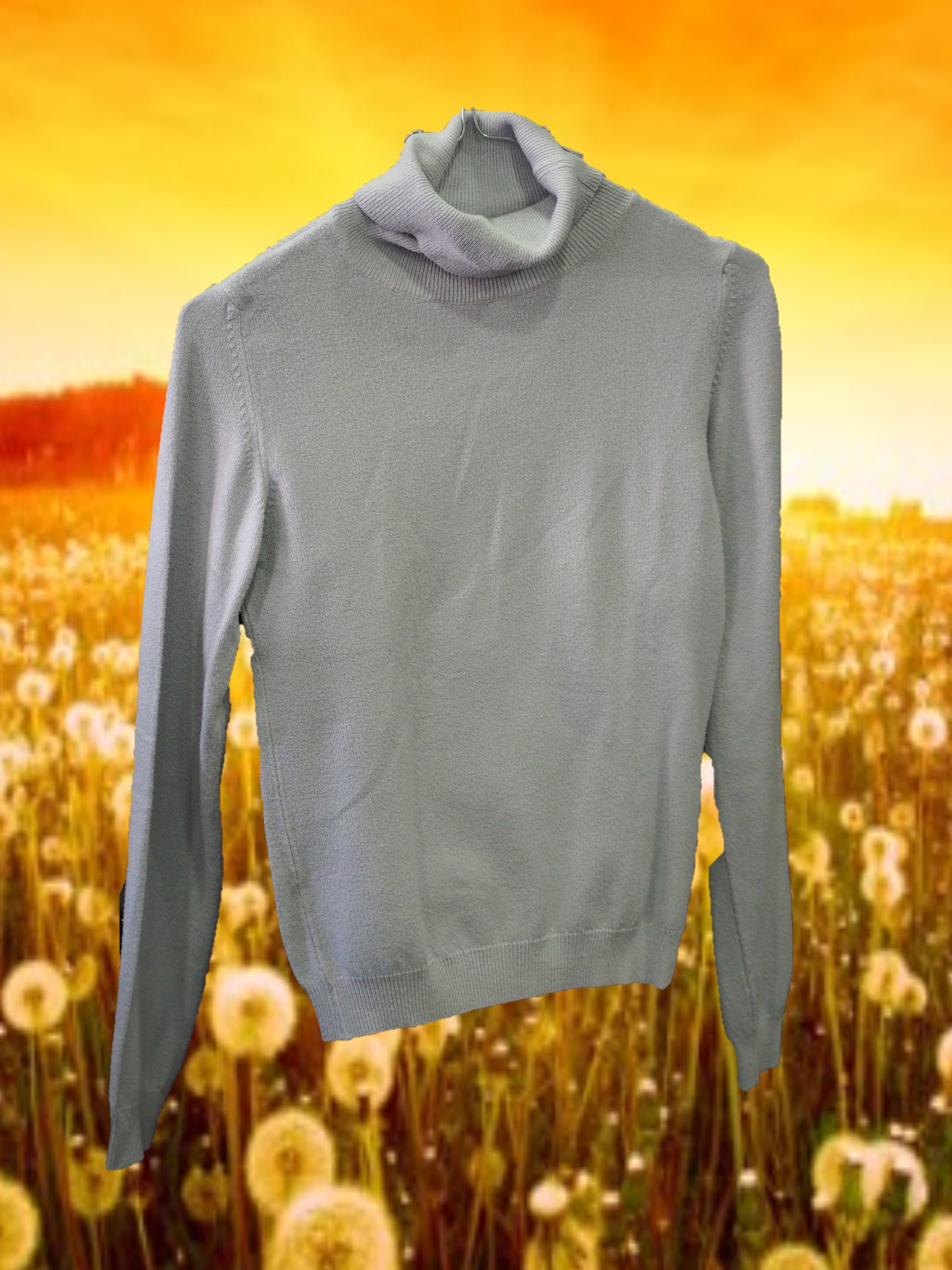 JERSEY GRIS MUJER CUELLO VUELTO
