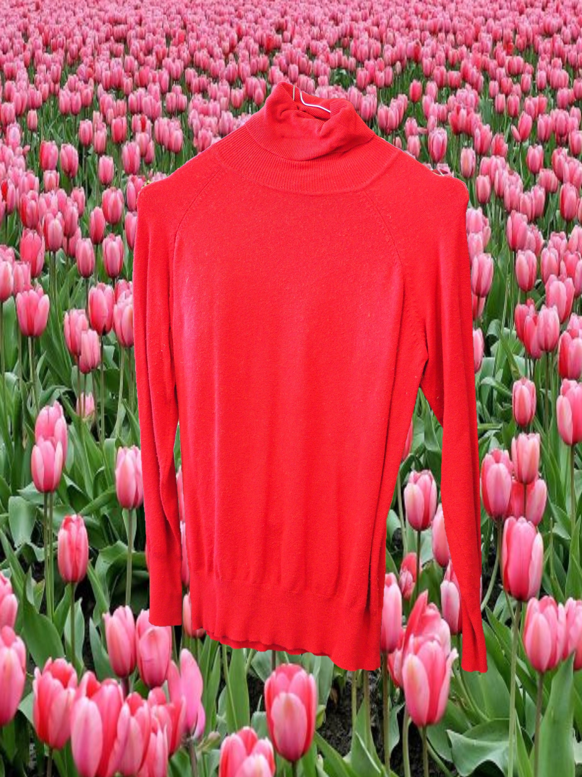 JERSEY ROJO MUJER CUELLO VUELTO