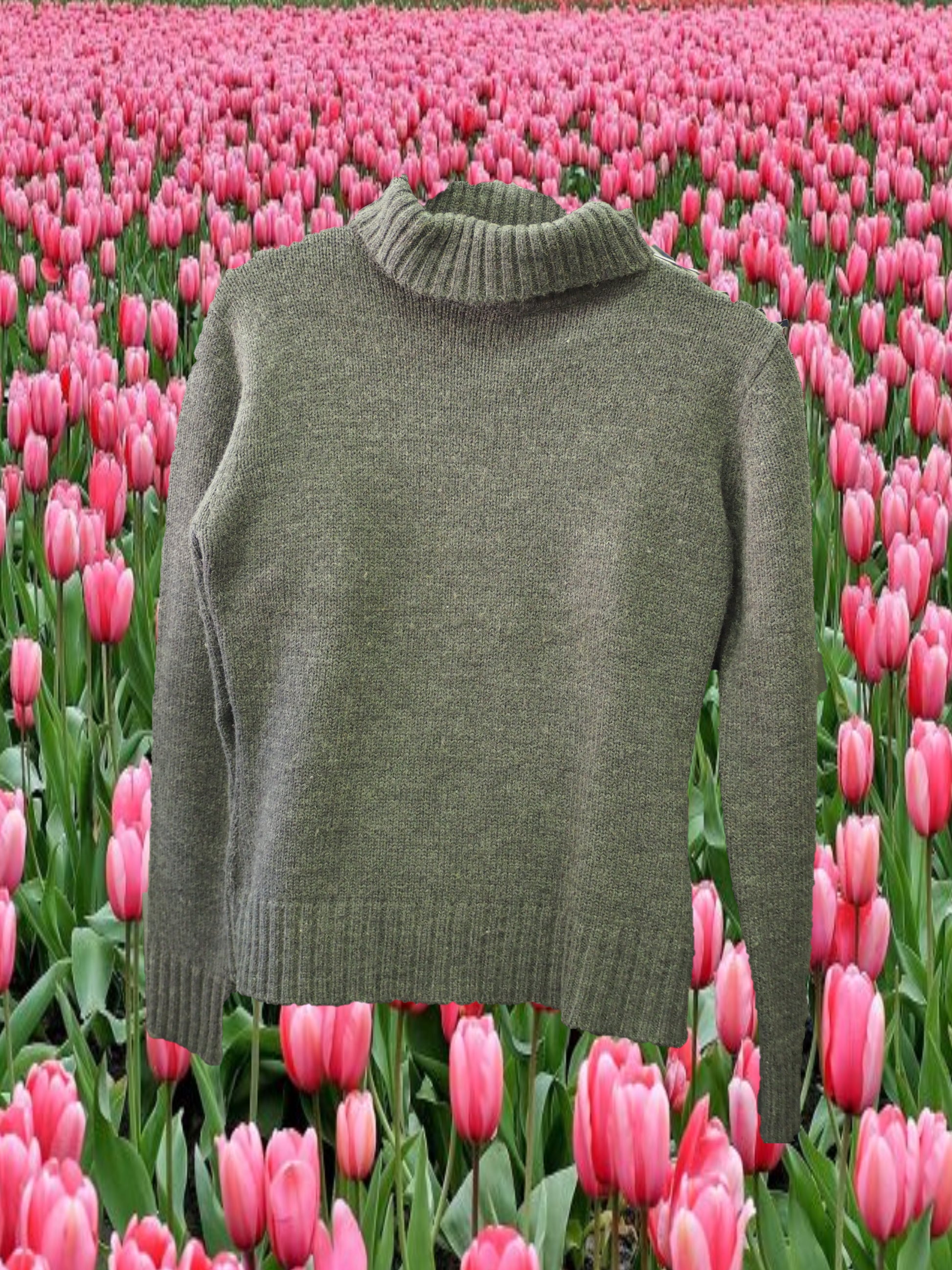 JERSEY GRIS MUJER CUELLO VUELTO