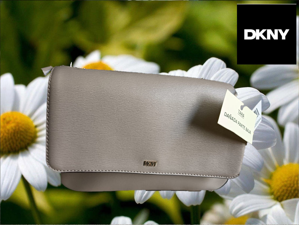 BOLSO MEDIANO COLOR TOPO ASA CON CADENA ( TARA PARTE BAJA DAÑADA ) DKNY