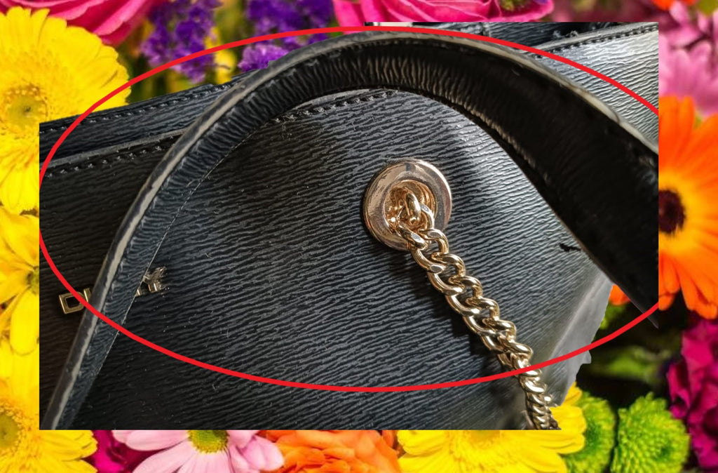 BOLSO NEGRO MEDIANO DE PIEL ( TARA MANCHA ZONA DELANTERA Y ASA DESGASTADA ) DKNY
