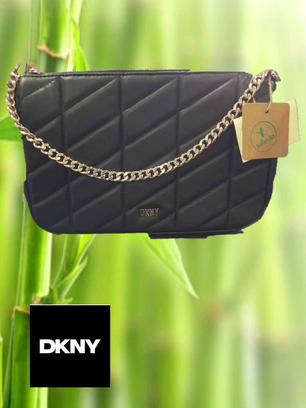 BOLSO NEGRO MEDIANO ASA DE CADENA ( TARA PIEL DAÑADA ) DKNY