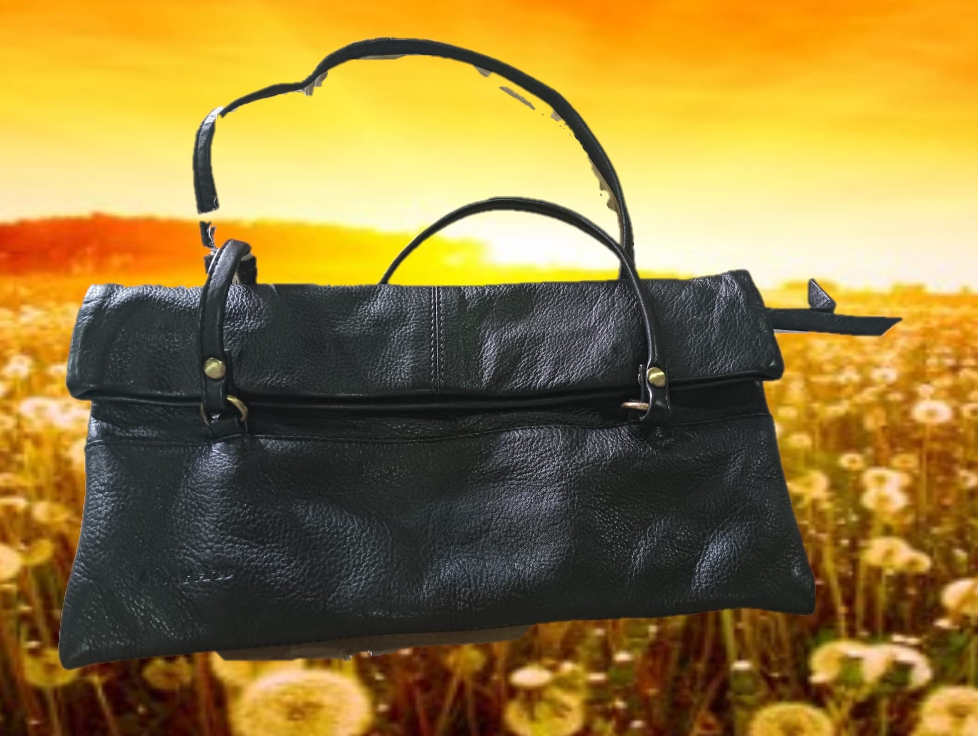 BOLSO NEGRO DE MANO DE PIEL