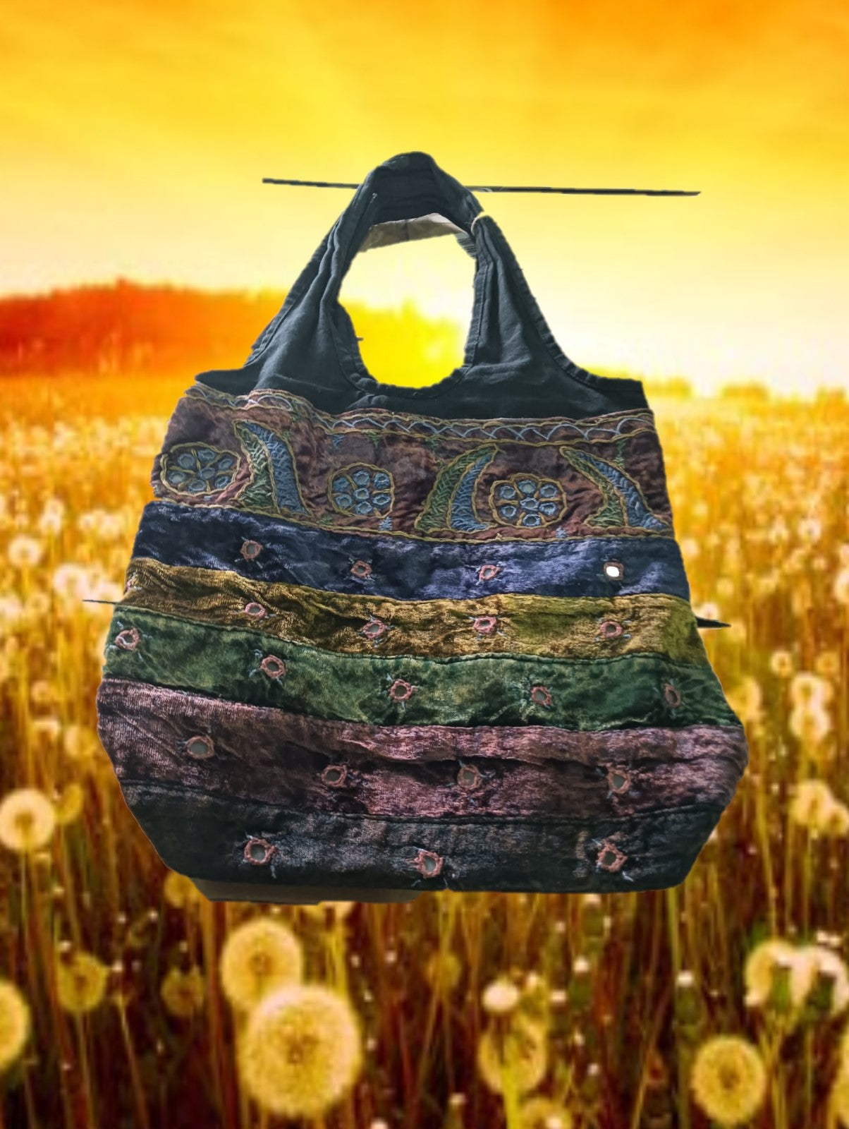 BOLSO TERCIOPELO ESTAMPADO TELA