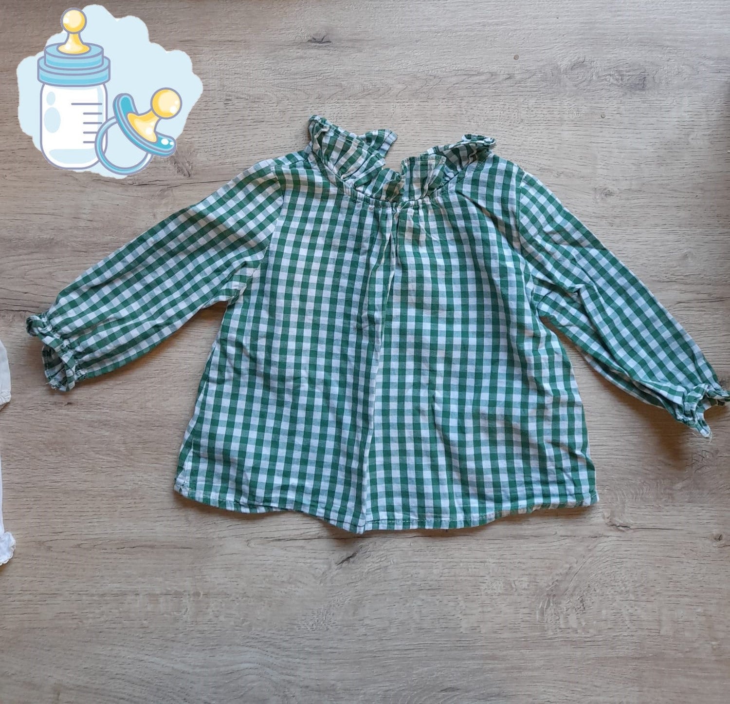 CAMISA CUADROS BLANCO Y VERDE BEBE