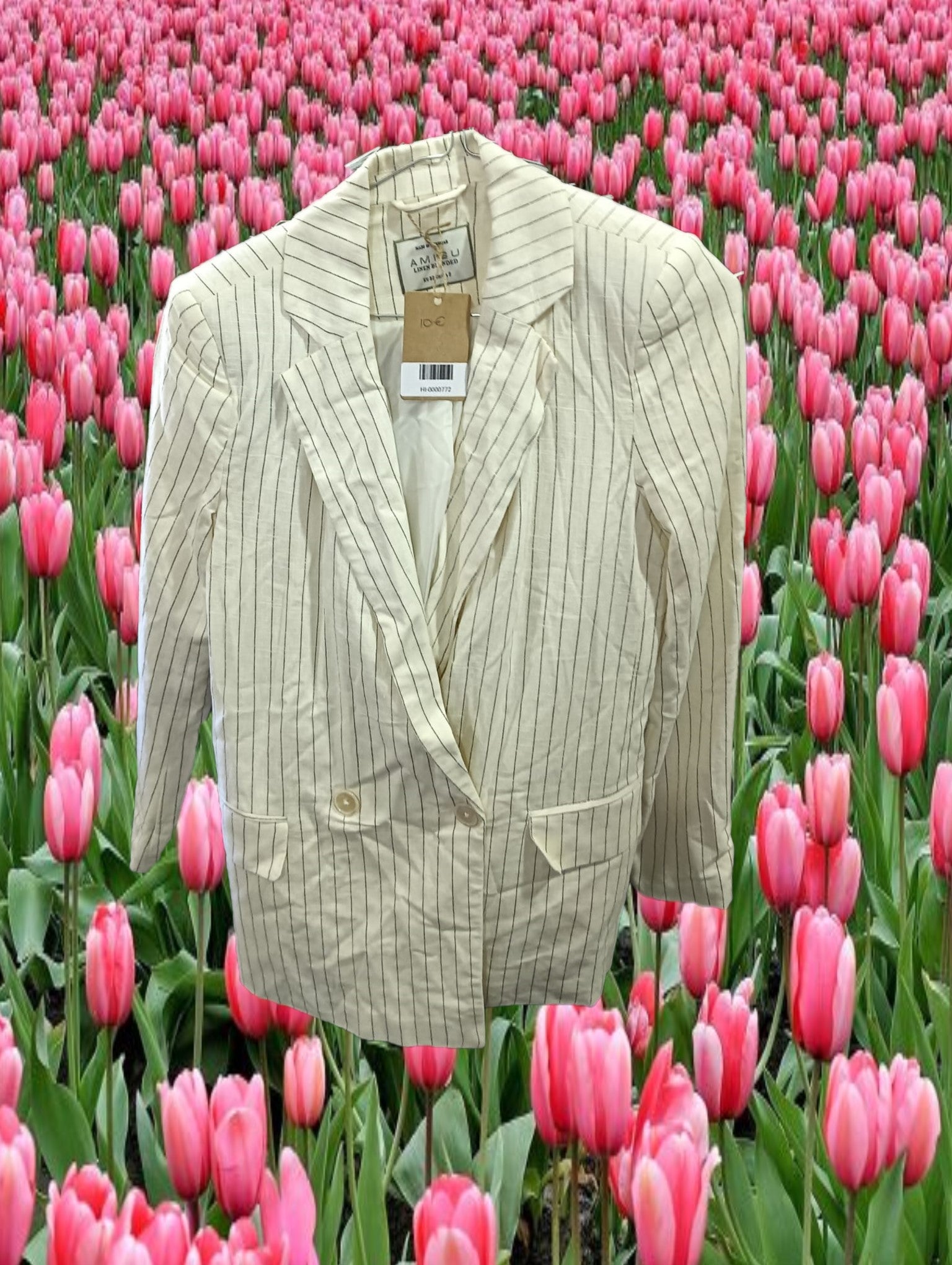 AMERICANA MUJER LINO BLANCO CON RAYAS