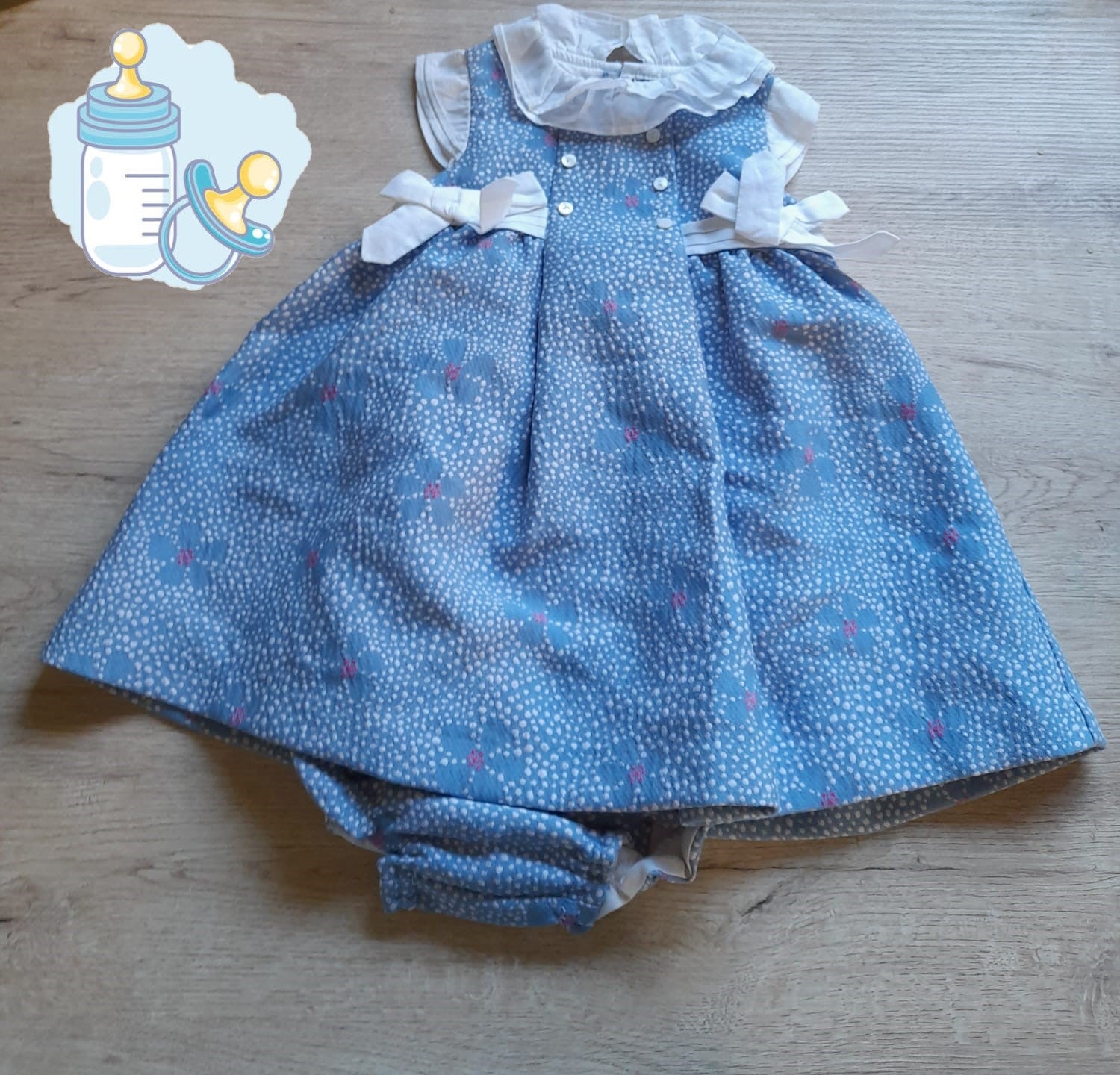 VESTIDO CON BRAGA AZUL ESTAMPADO NIÑO
