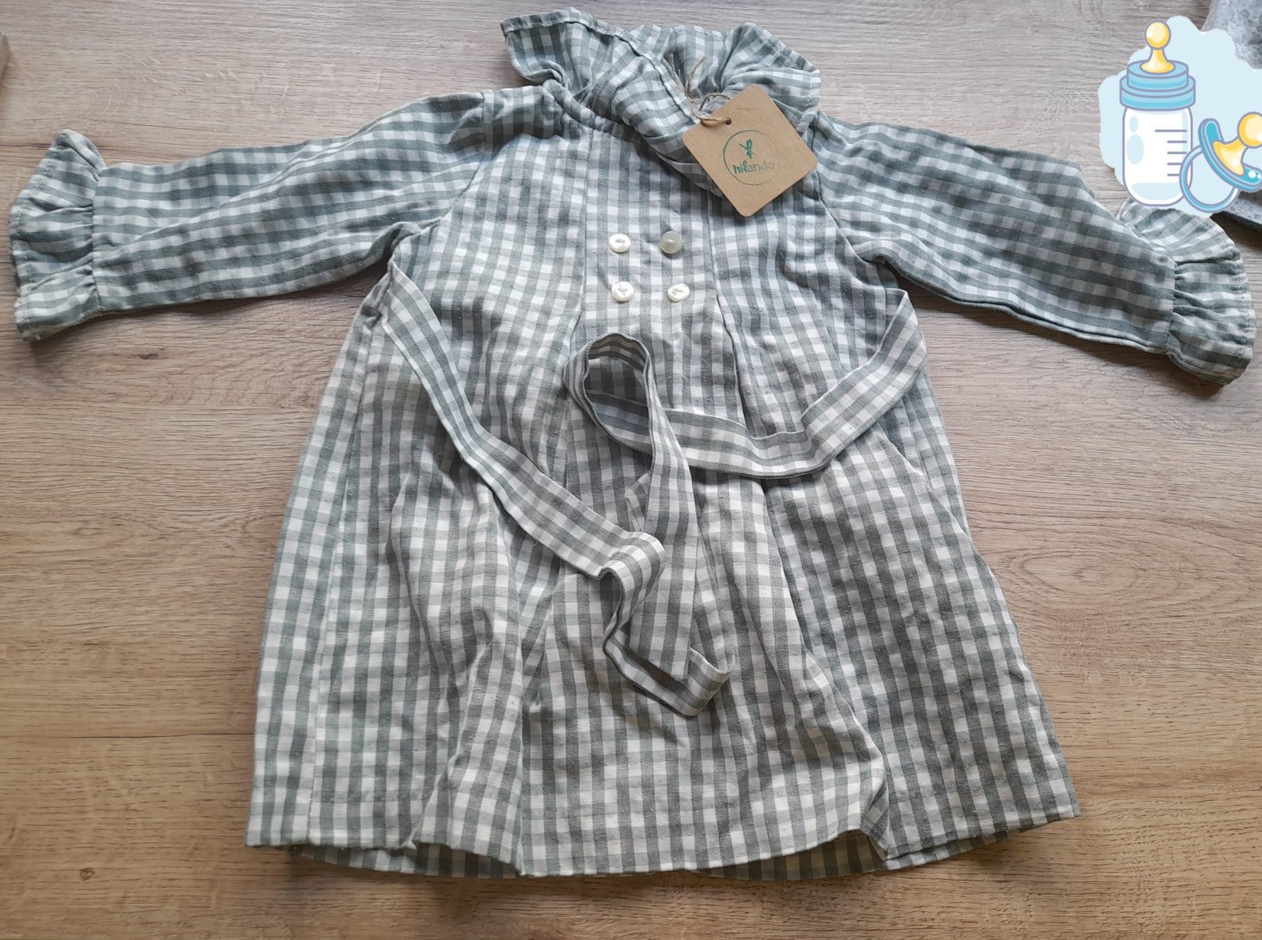 VESTIDO VERDE CON CUADROS BEBE