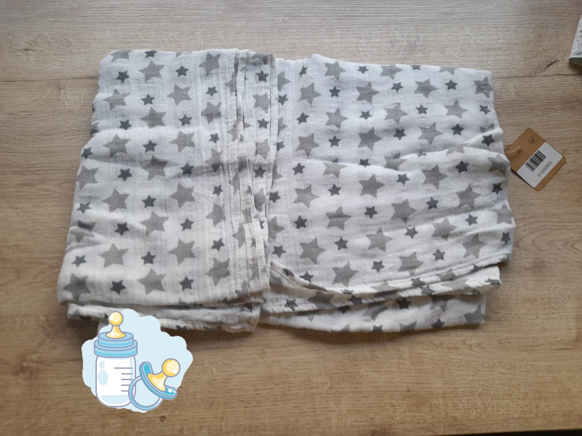MUSELINA ESTAMPADA BLANCA CON ESTRELLAS BEBE