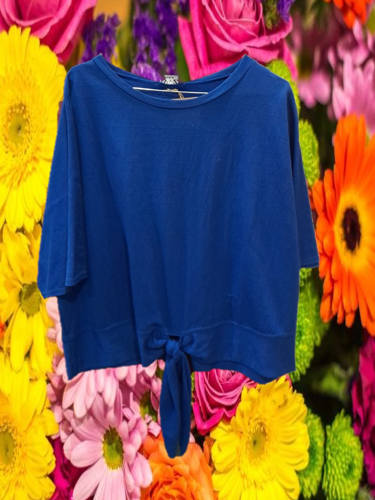 CAMISA AZUL MUJER MANGA FRANCESA