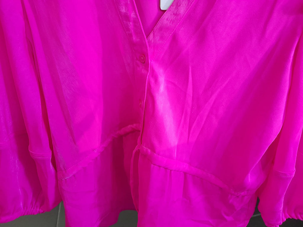 CAMISA ROSA MUJER MANGA LARGA CON BOTONES Y DETALLE EN CINTURA DKNY