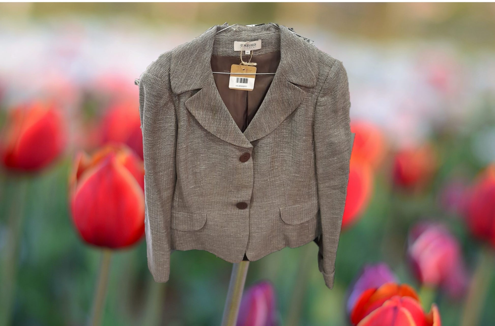 CHAQUETA MUJER MARRÓN JASPEADA
