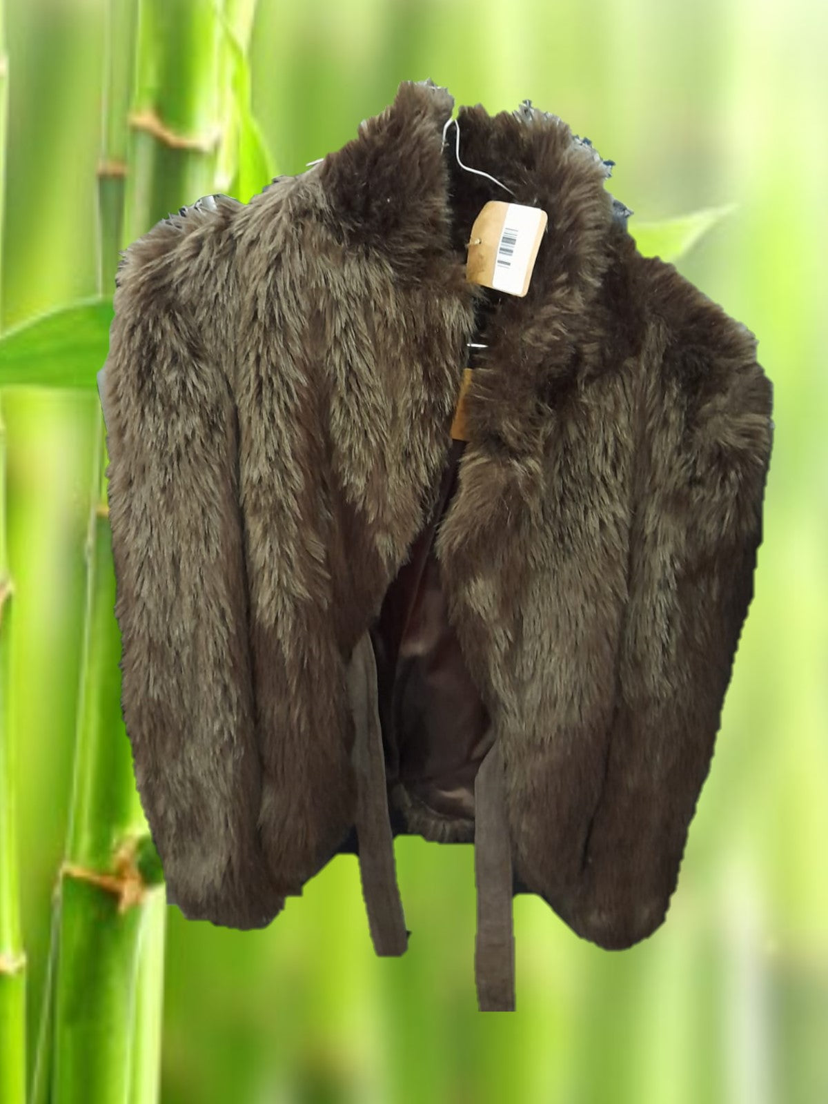 ABRIGO MUJER CORTO MARRON IMITACIÓN PELO